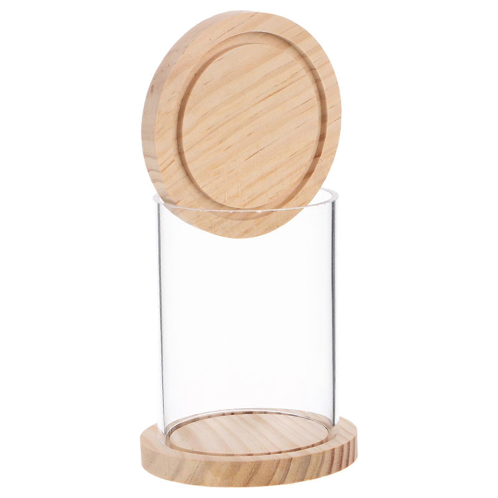 Clear Acrylic Display Case for Collectibles and Figurines with Lid Dustproof Multifunctional Storage Beige