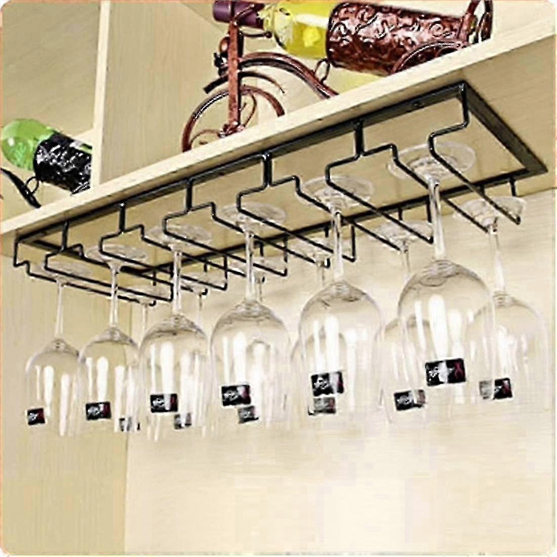 Hanging Wine Glass Rack Holder with 5 Rails - Storage Shelf for 12-18 Glasses, 50x22.5x5.5cm