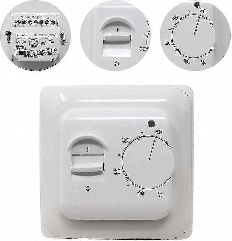 Manual Underfloor Heating Thermostat 220V 16A, Electric Floor Heating Controller with Floor Sensor Probe, 1pc