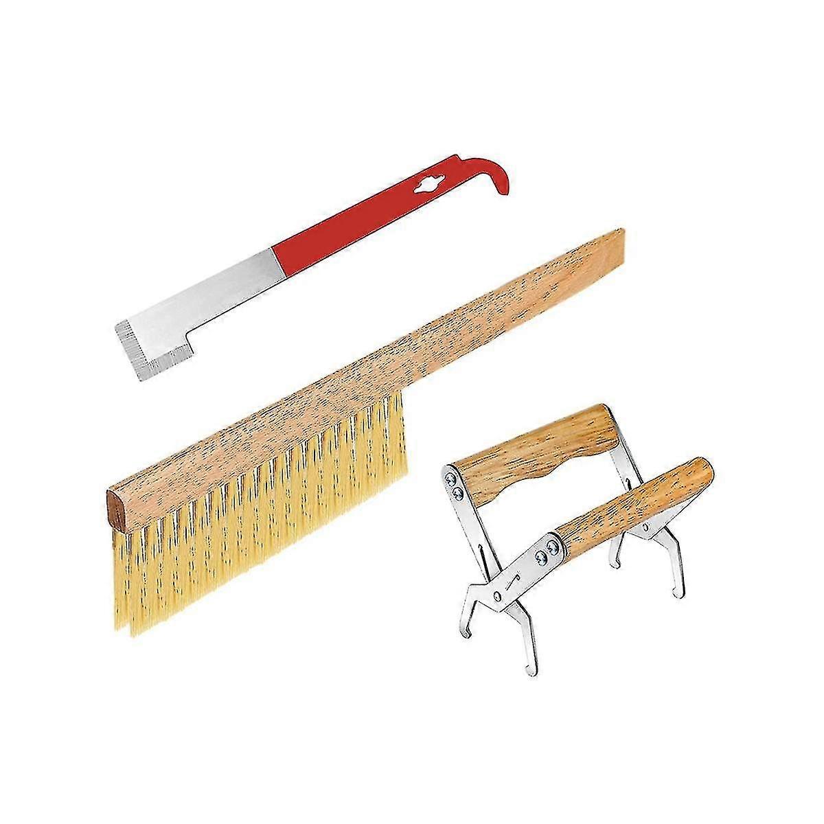 Beehive tool set, 3-piece, frame removal, honey collection, anti-sting and portable