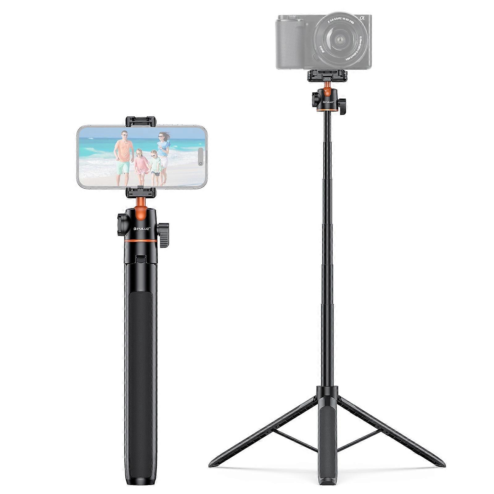 TKdaddy PULUZ PU730B 1.4m Gimbal Tripod Stand for Live Streaming 5 Sections Extendable Selfie Stick