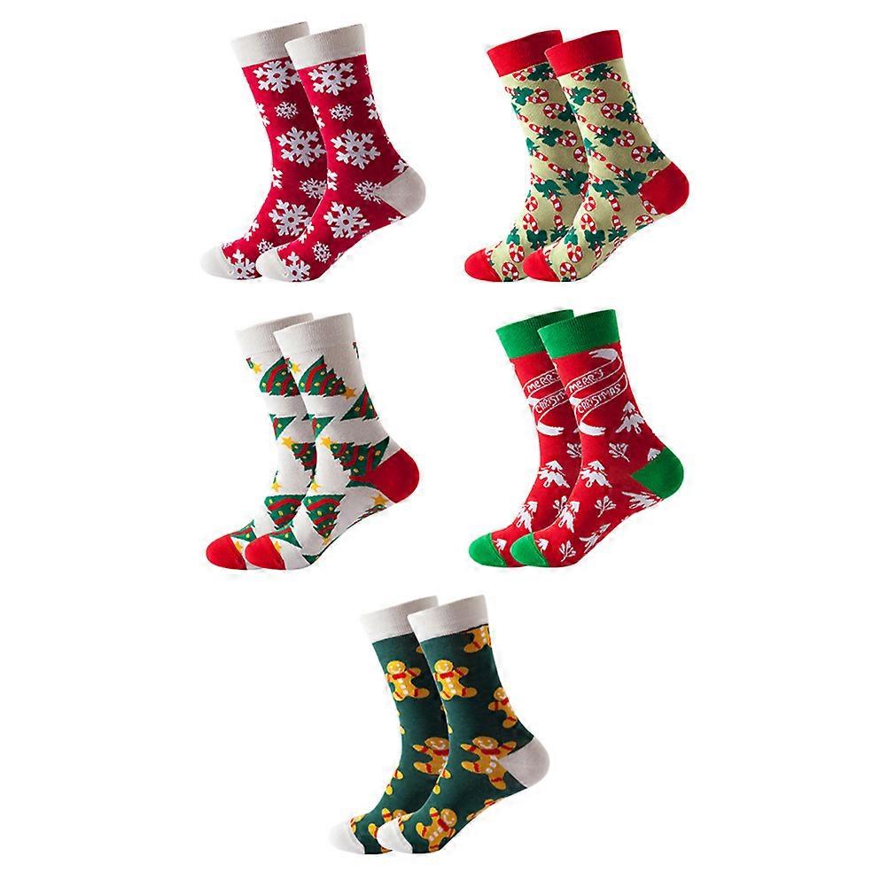 Christmas Theme Warm Socks For Friends And Family Assorted Color Protective 5 Pairs