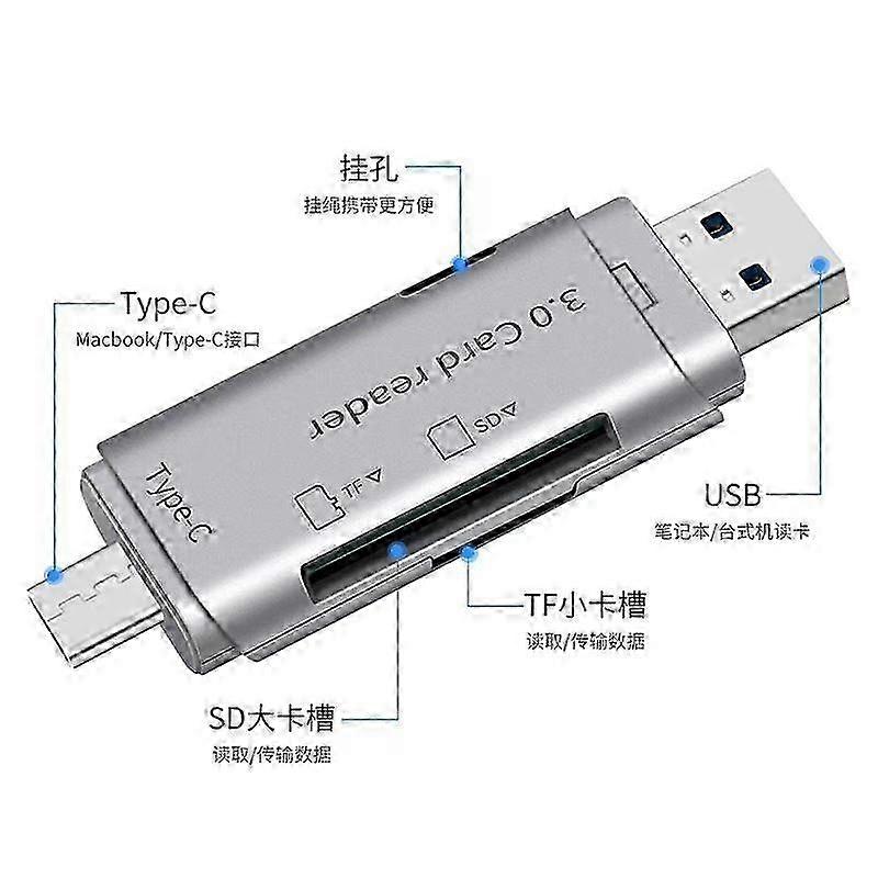 A1 New USB3.0 Type-C card reader SD/TF card dual-head multi-function two-in-one