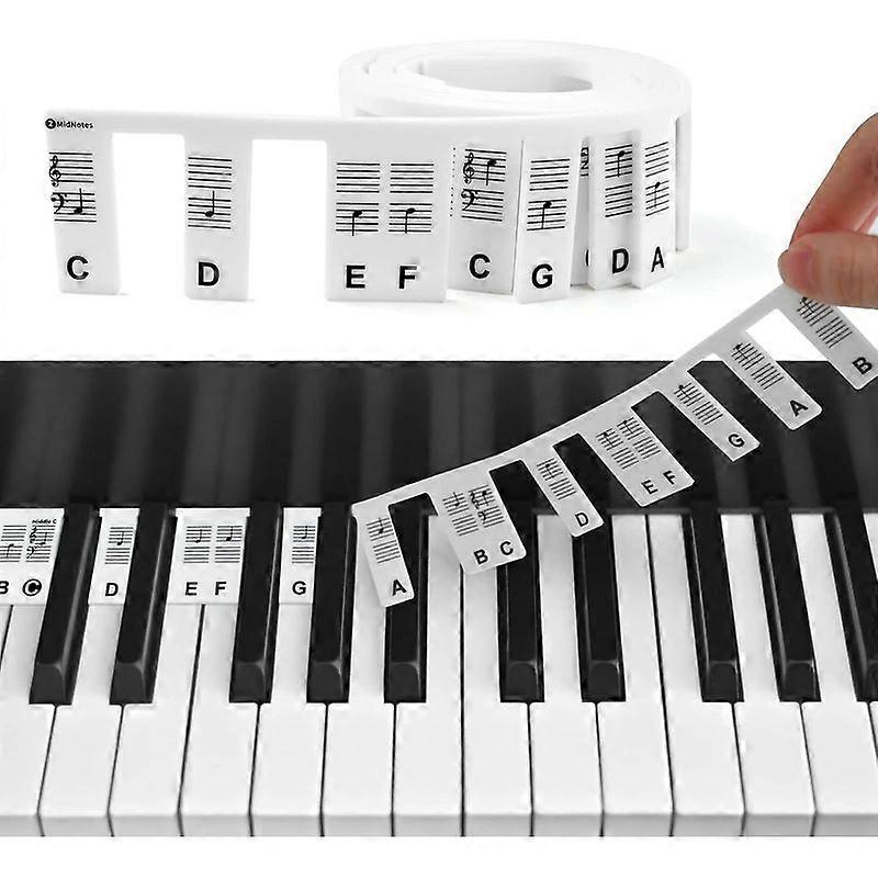Luxora 88 Keys Removable Piano Keyboard Note Labels Silicone Stickers Key Full Size for Beginners Kids Letters Staff Guide Electronic Accessory