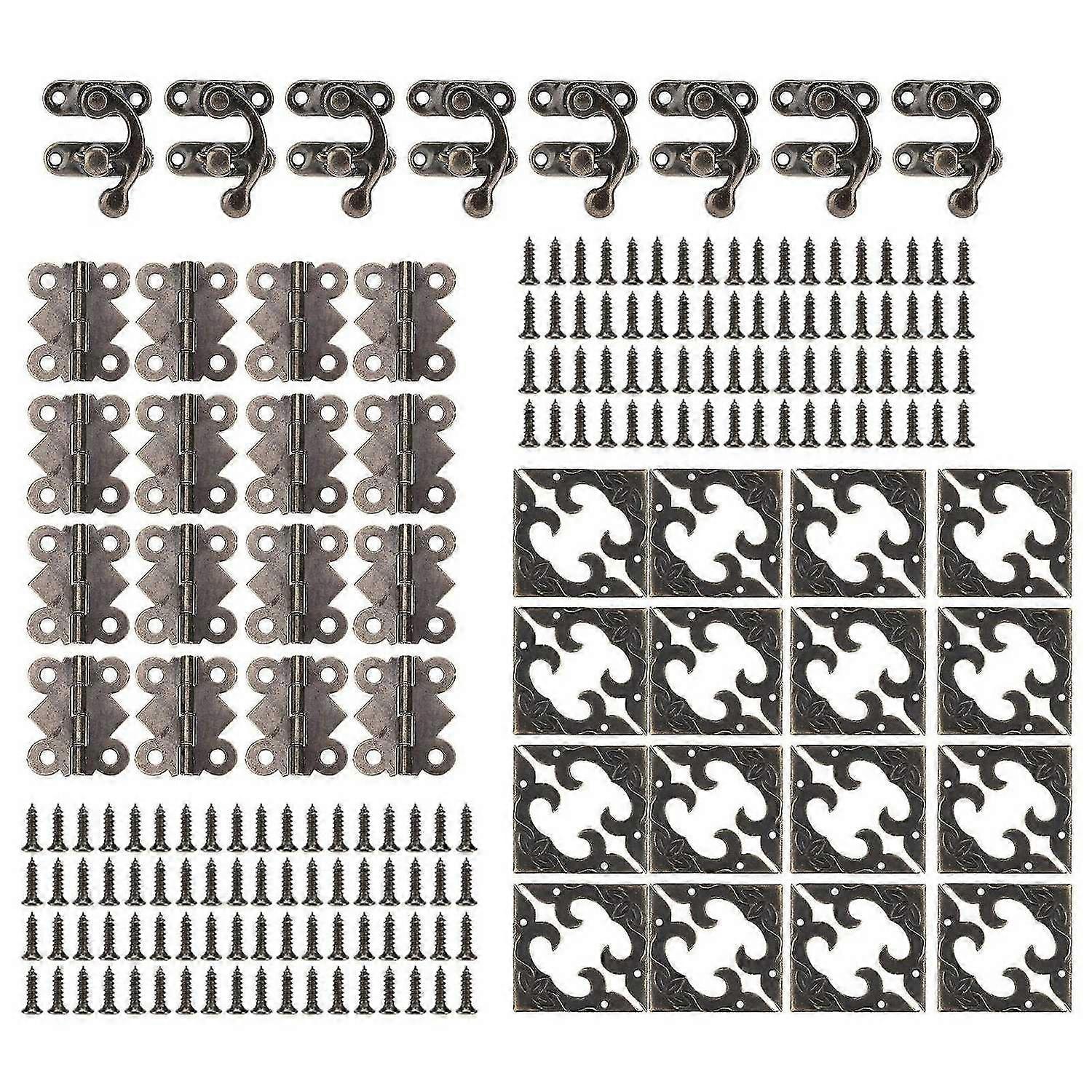 2025 Latest Model Box Hardware Iron Retro Buckle Locks Hinges Corner