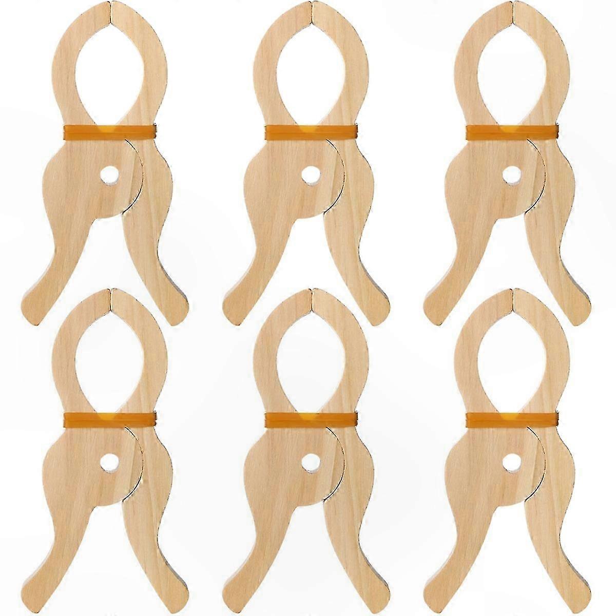 Handcrafted Wooden Clips for Play and Home Use, Set of 6 Giant Clips for Curtains, Wardrobes, and Balcony Organization