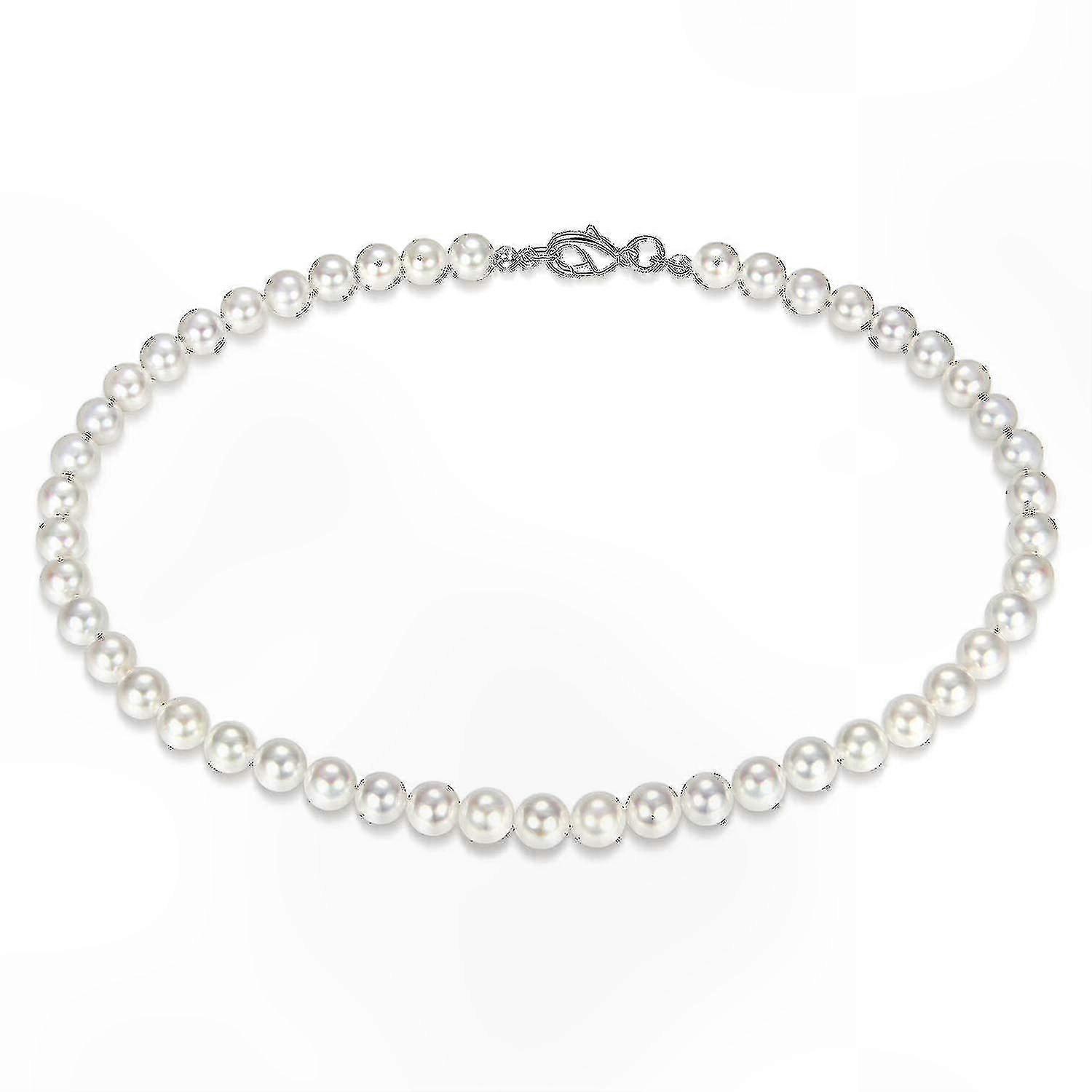 Handcrafted Bead Necklace with Simulated Pearl for Men Simple Strand Design