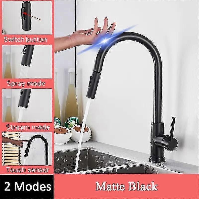 صنبور مطبخ عالي الجودة من Shinesia Black Sensor مع صنبور قابل للسحب ، لمسة ذكية وصنبور خلاط دوران 360 درجة