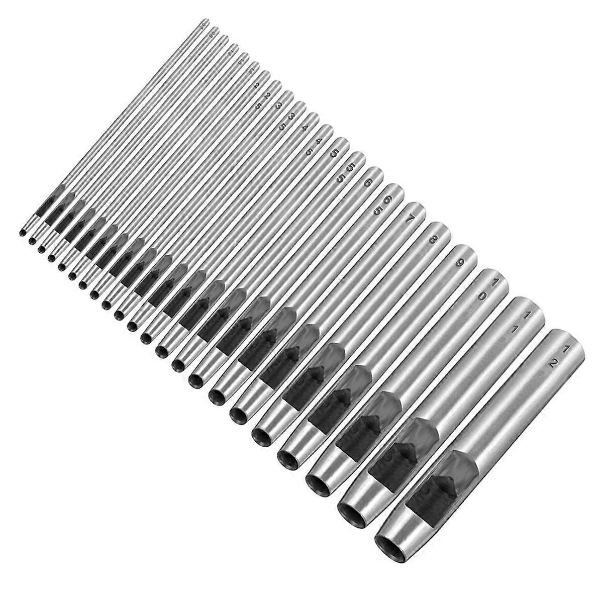 22 Pcs Leather ,0.5-12mm Round Carbon Steel Hollow Belt Puncher Leather Hole Punch Tool for Belts L