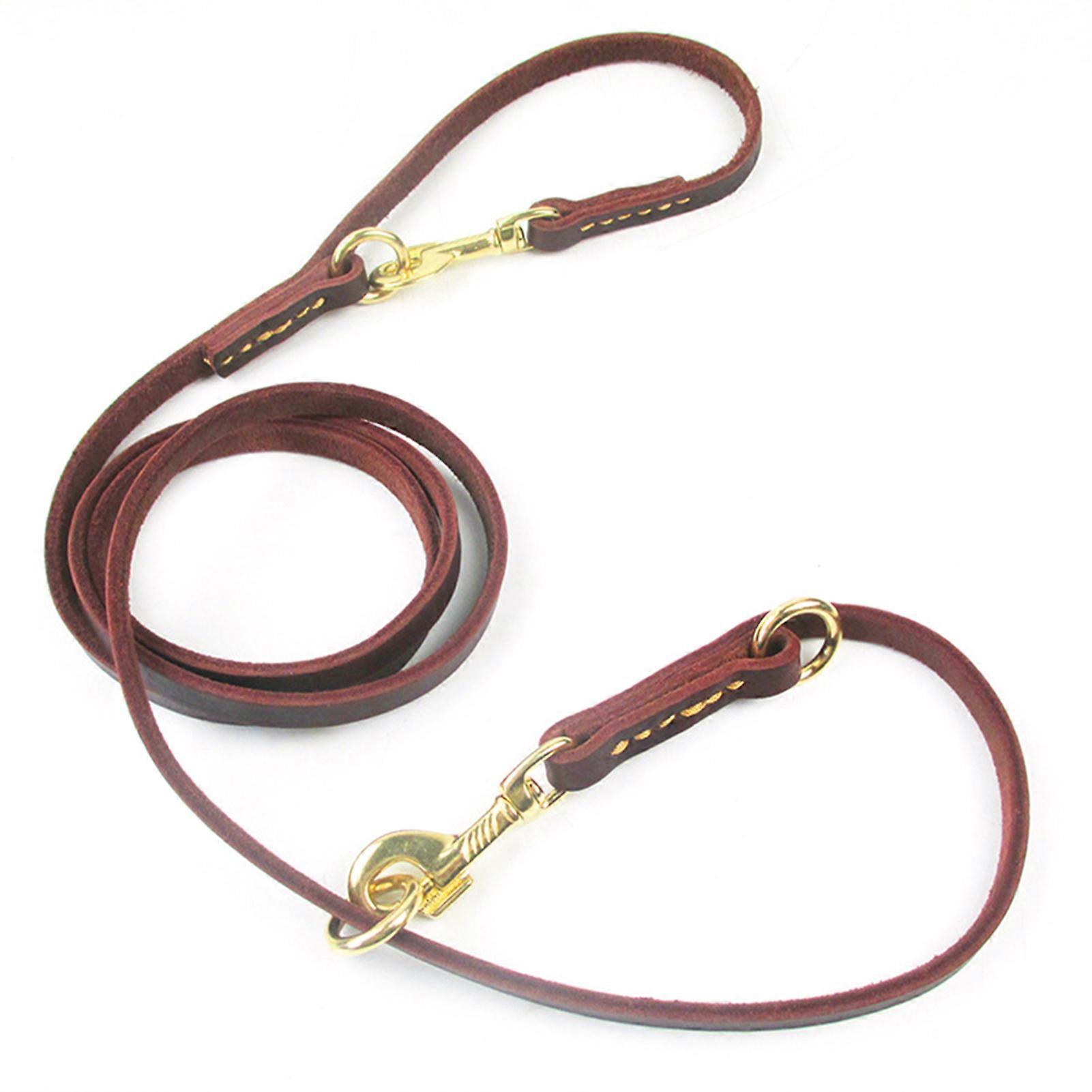 Leather Dog Rope 2.3m Brown Durable Soft Comfortable Pet Leash
