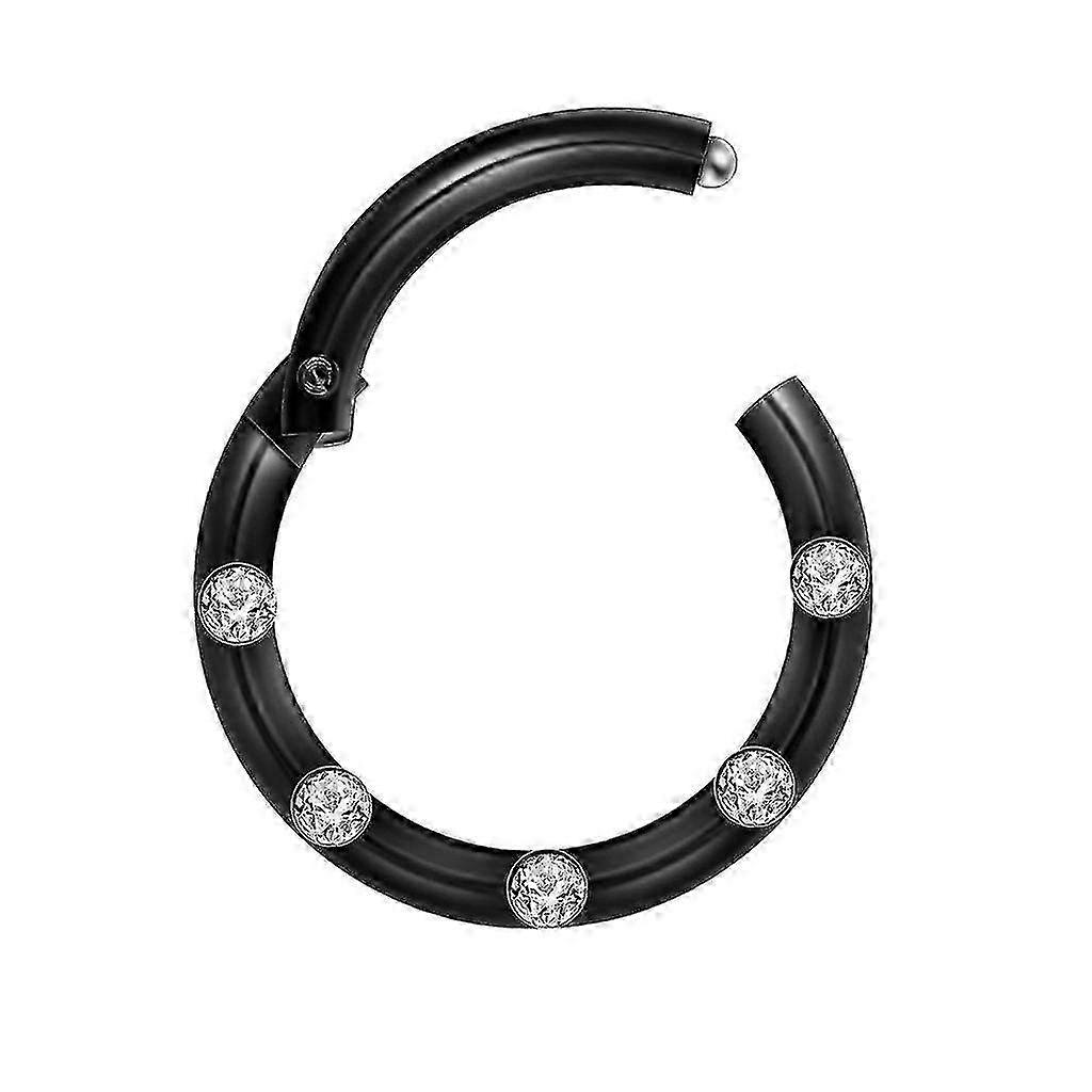 Colorful Non-Piercing Crystal Stainless Steel Septum Clicker Nose Ring
