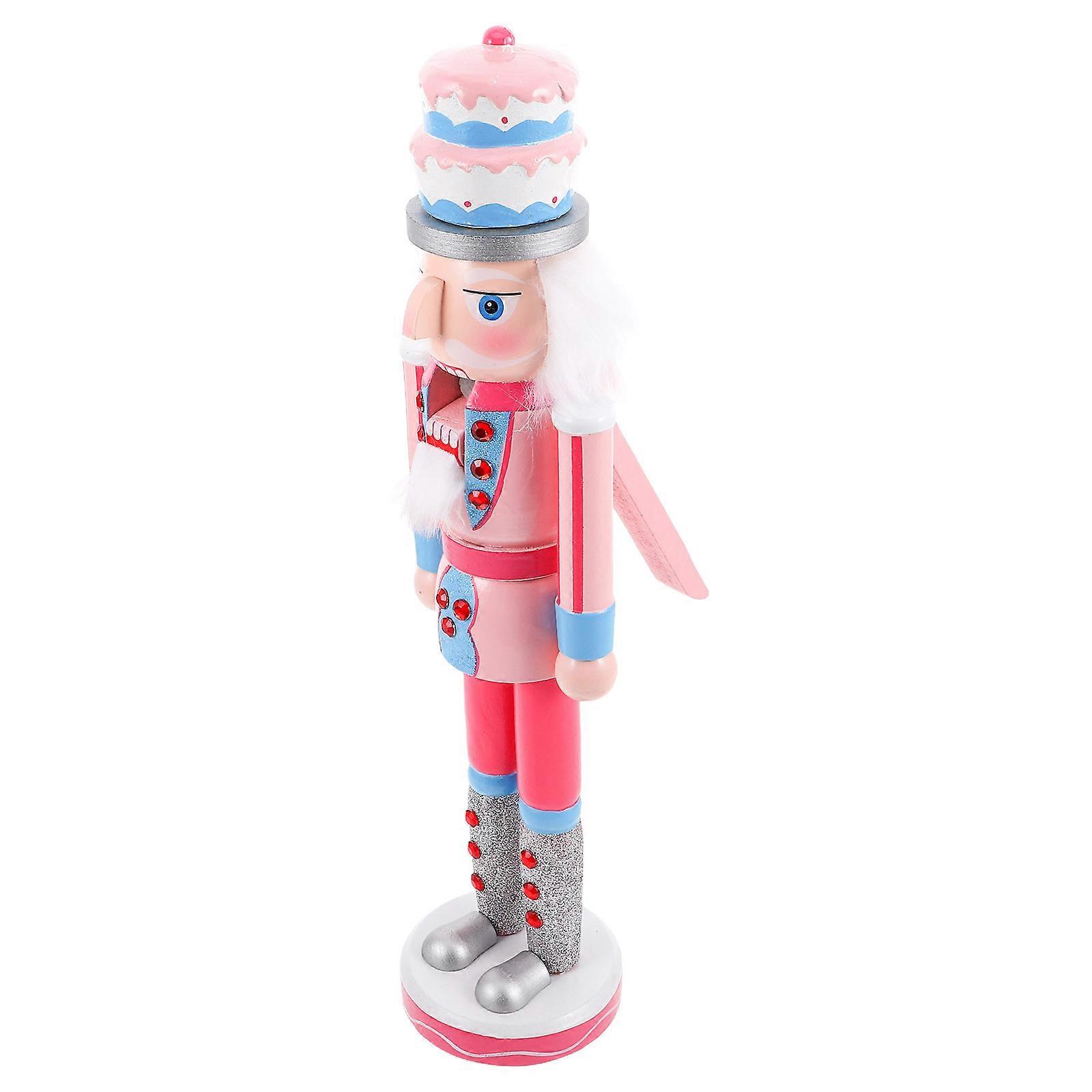 Christmas Nutcracker Puppet for Decor Wooden Rosy Ornament