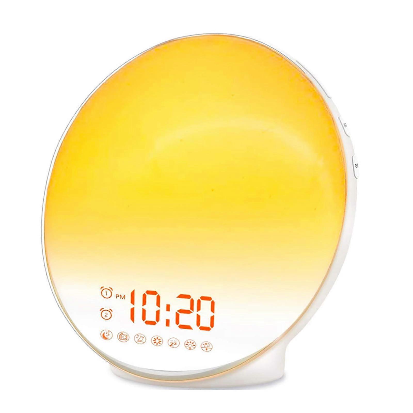 Sunrise Sunset LED Electronic Alarm Clock Wake Up Light Snooze Function 7 Natural Sounds 7 Color Night Light