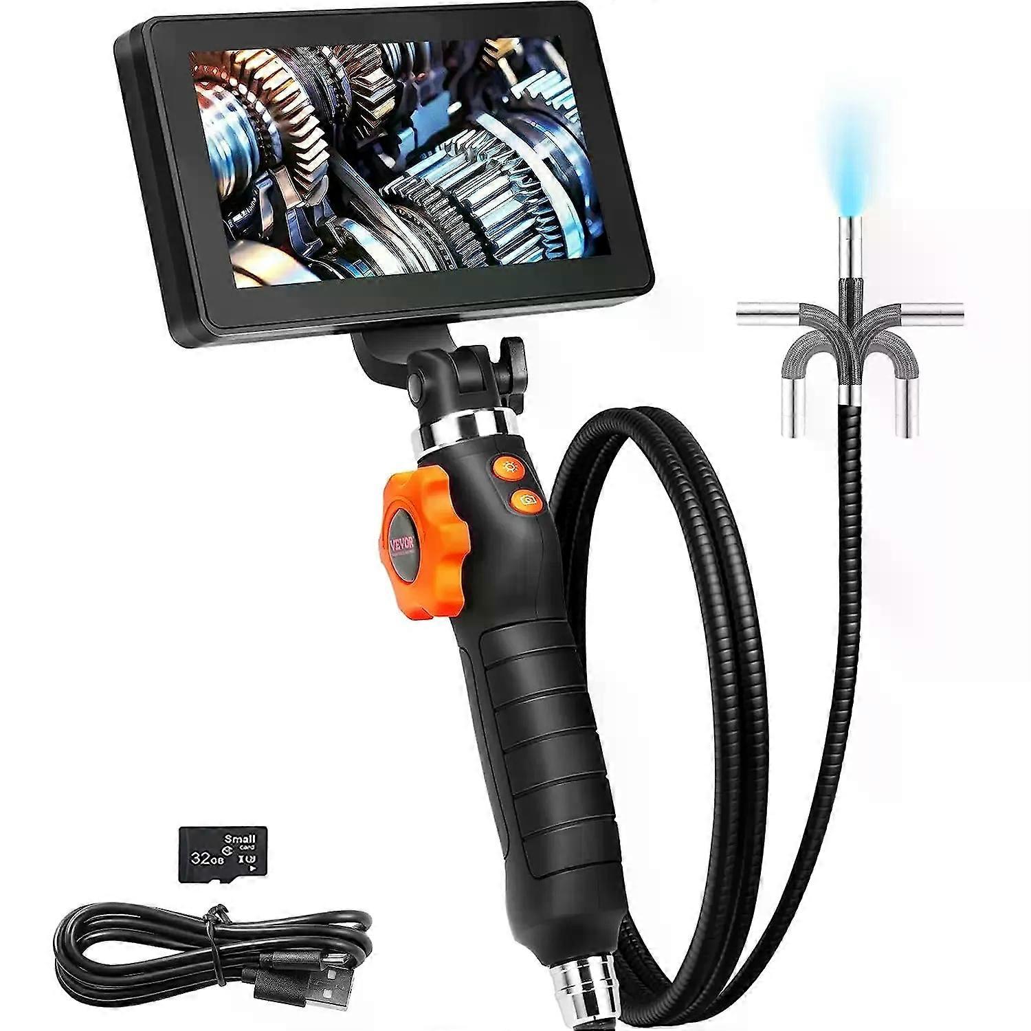SucceBuy Articulating Borescope Camera with Light Two-way Articulated Endoscope Inspection with 64mm Tiny Lens 5 1080P Screen