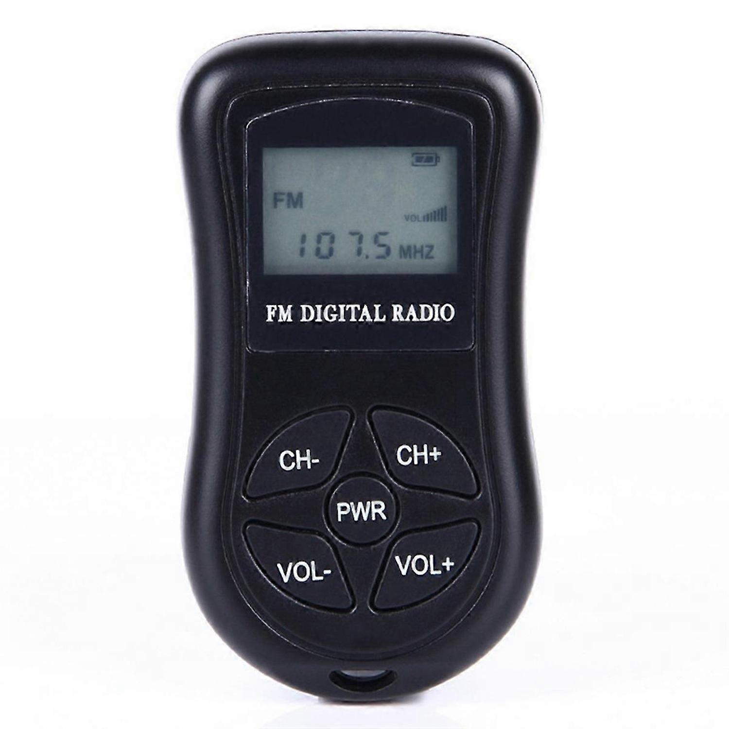 Mini FM Stereo Radio Portable Digital Receiver with LCD Display Screen Lanyard 60-108MHz Receiving F