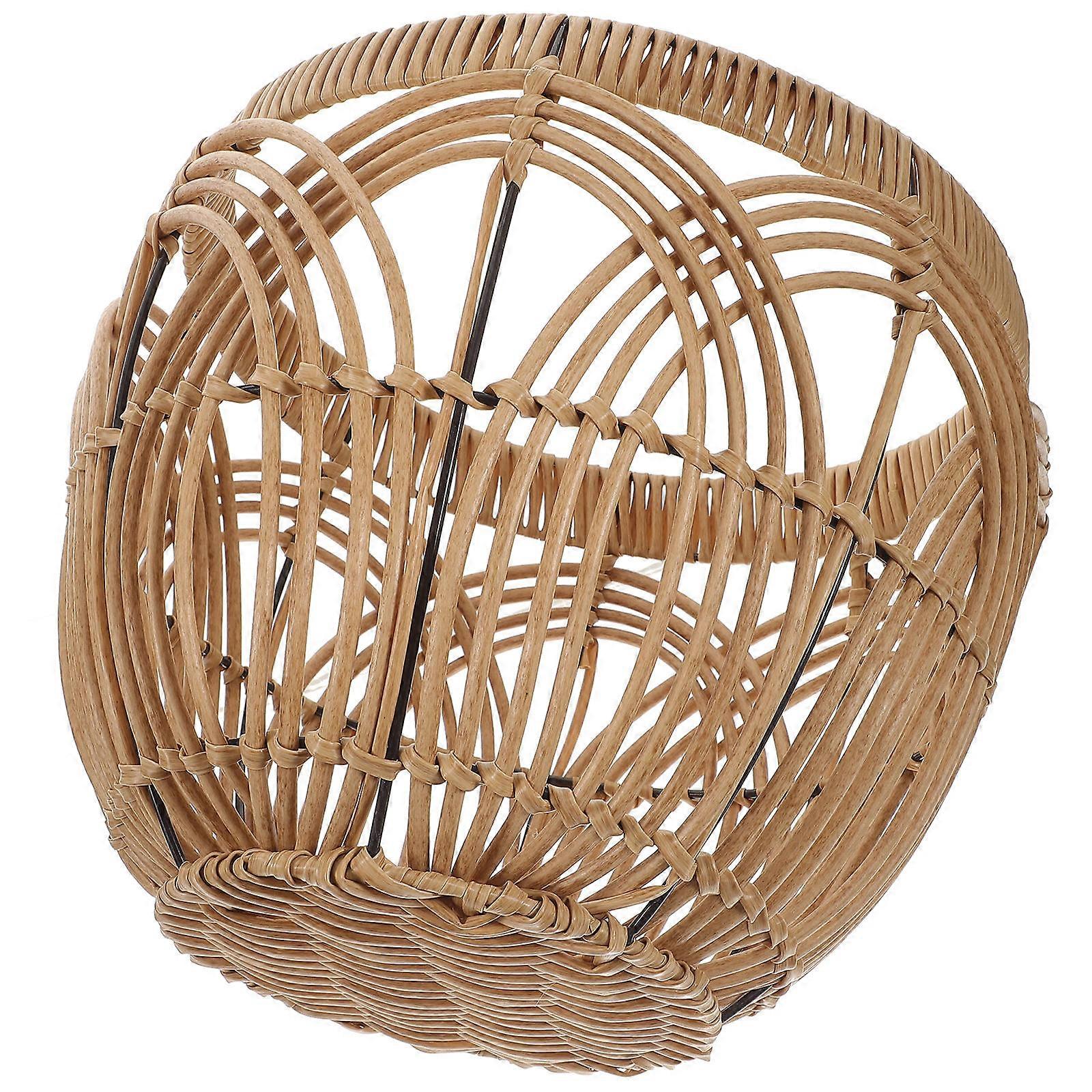 Storage Basket Imitation Rattan Plastic Fruit Vegetable Basket Office Use Beige Material for Organization 1Pack