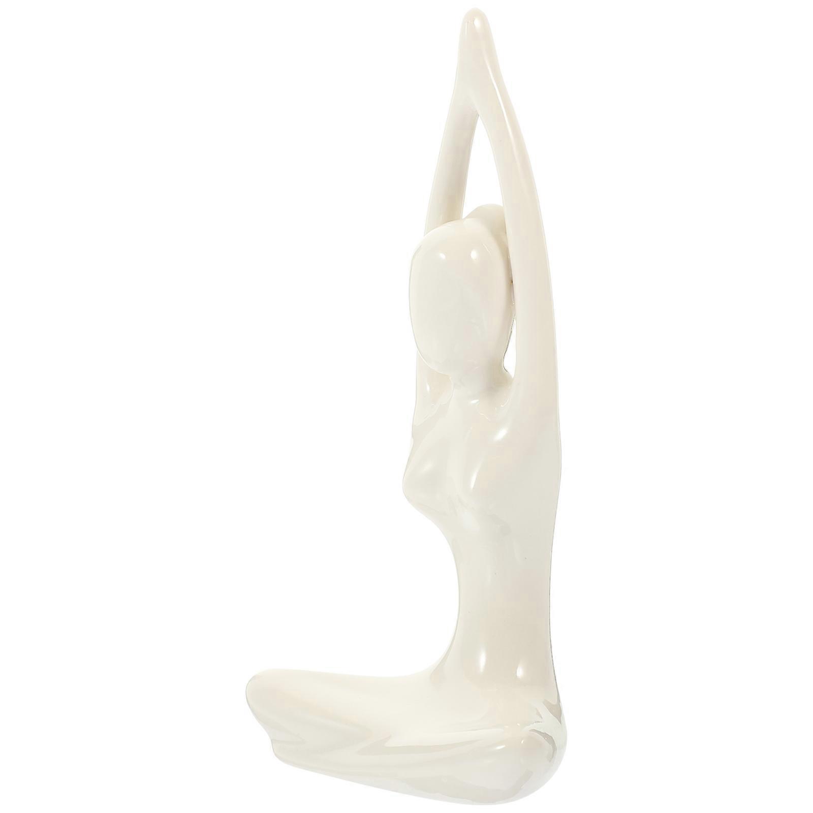 Ceramic Yoga Statue Meditation Ornament in 3Pcs for Display