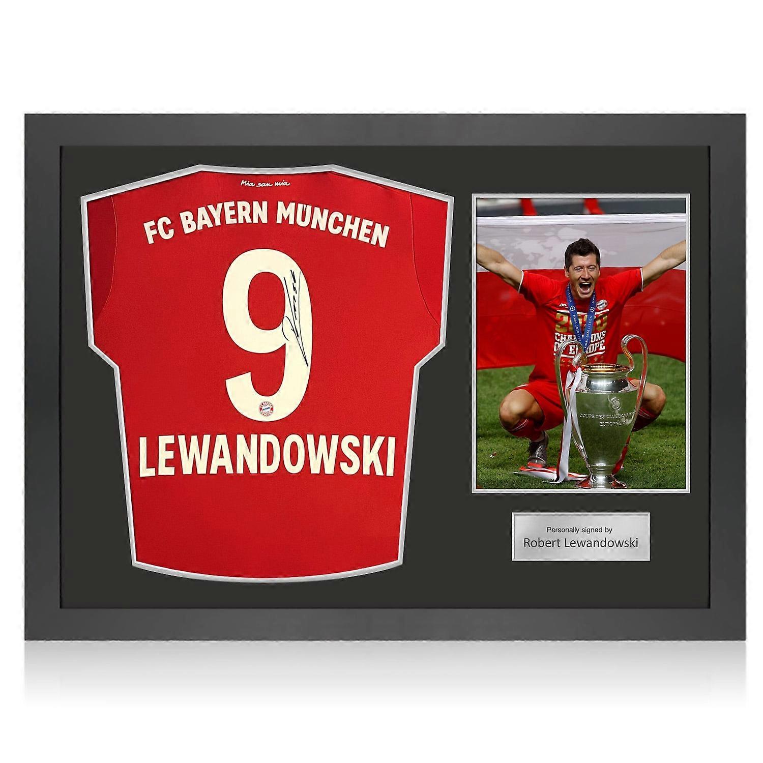 Robert Lewandowski Signed Original Bayern Munich 2019-20 Home Football Shirt. Icon Frame