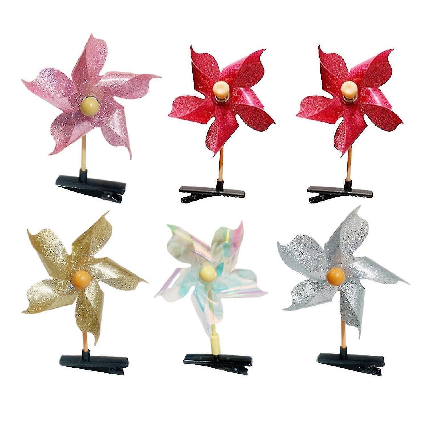 5/6/10/20Pcs Colorful Rotating Windmill Hairpins Girl Anti-slip Hair Clip Windmill Decor Hair Pin Ha