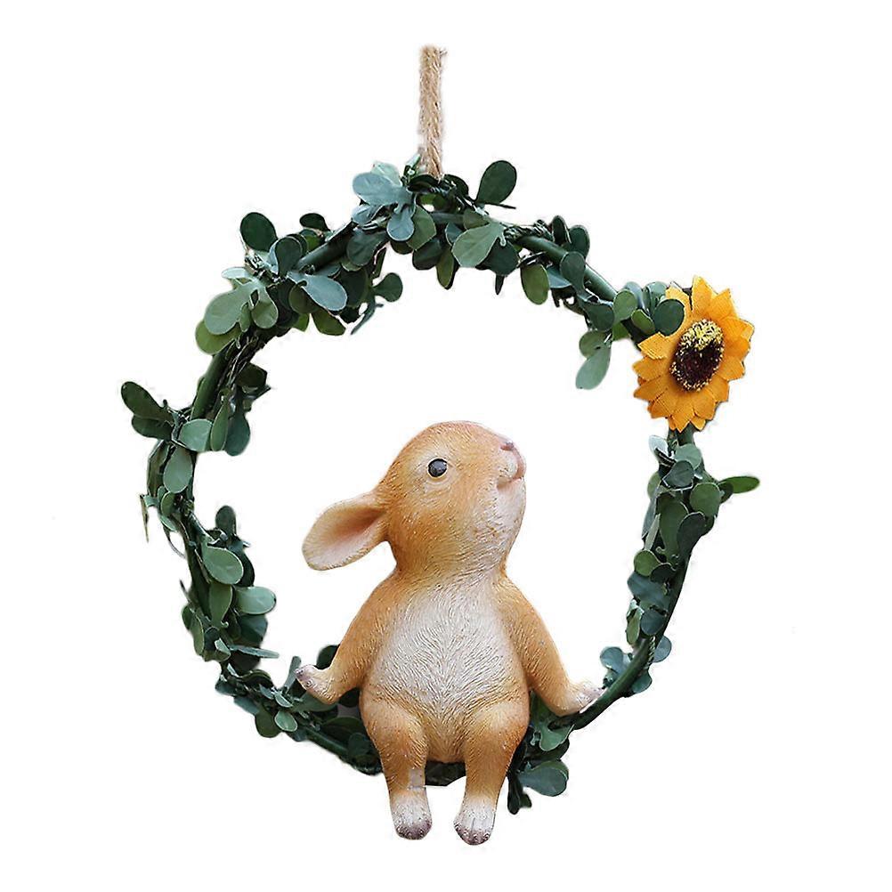 Resin Tree Pendant Easter Wreath for Decoration 2Pcs Cartoon Rabbit Ornament