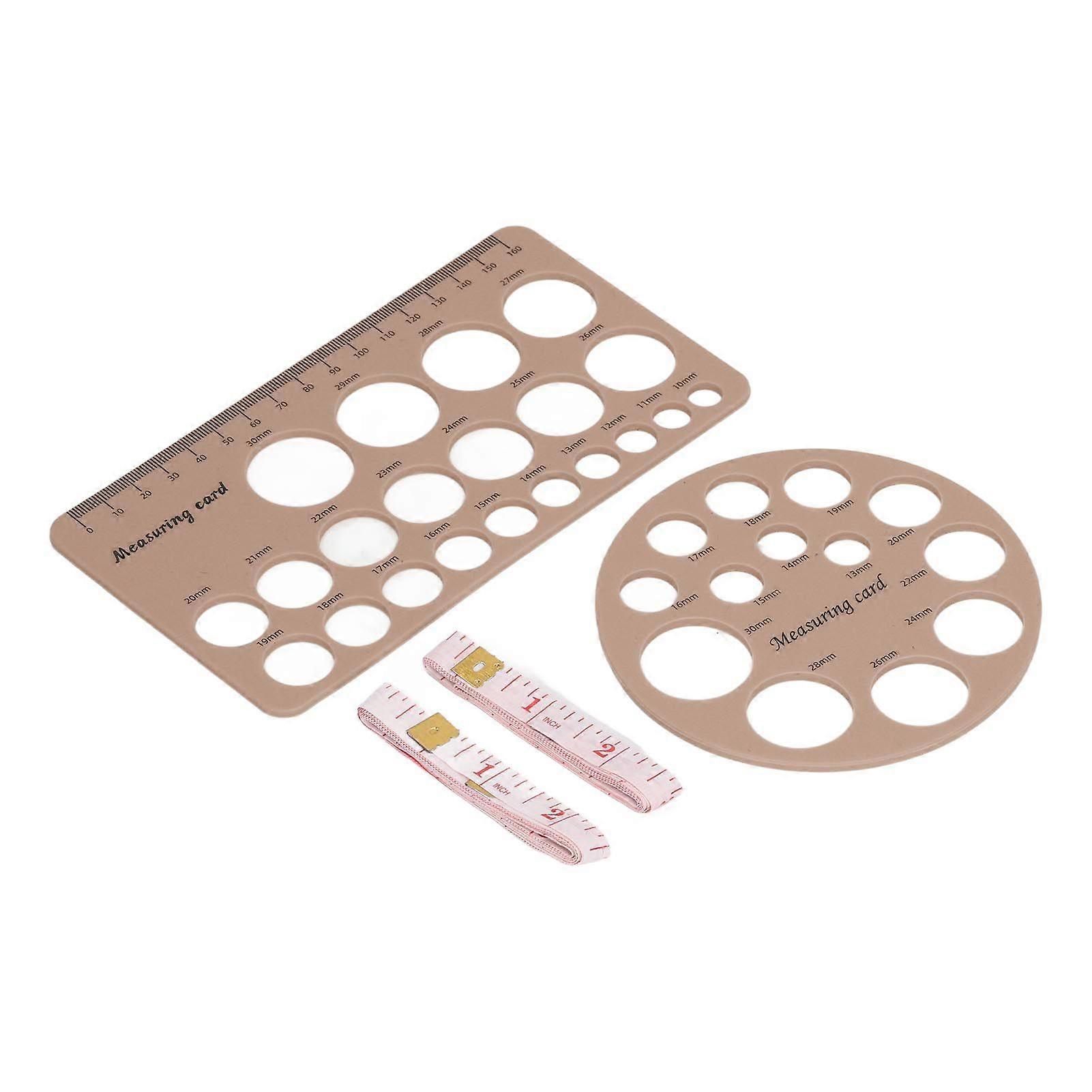 Flange Measurement Tool Sizing Nipple Rulers Set Silicone for Breast Pump Round and Rectangle Light Brown