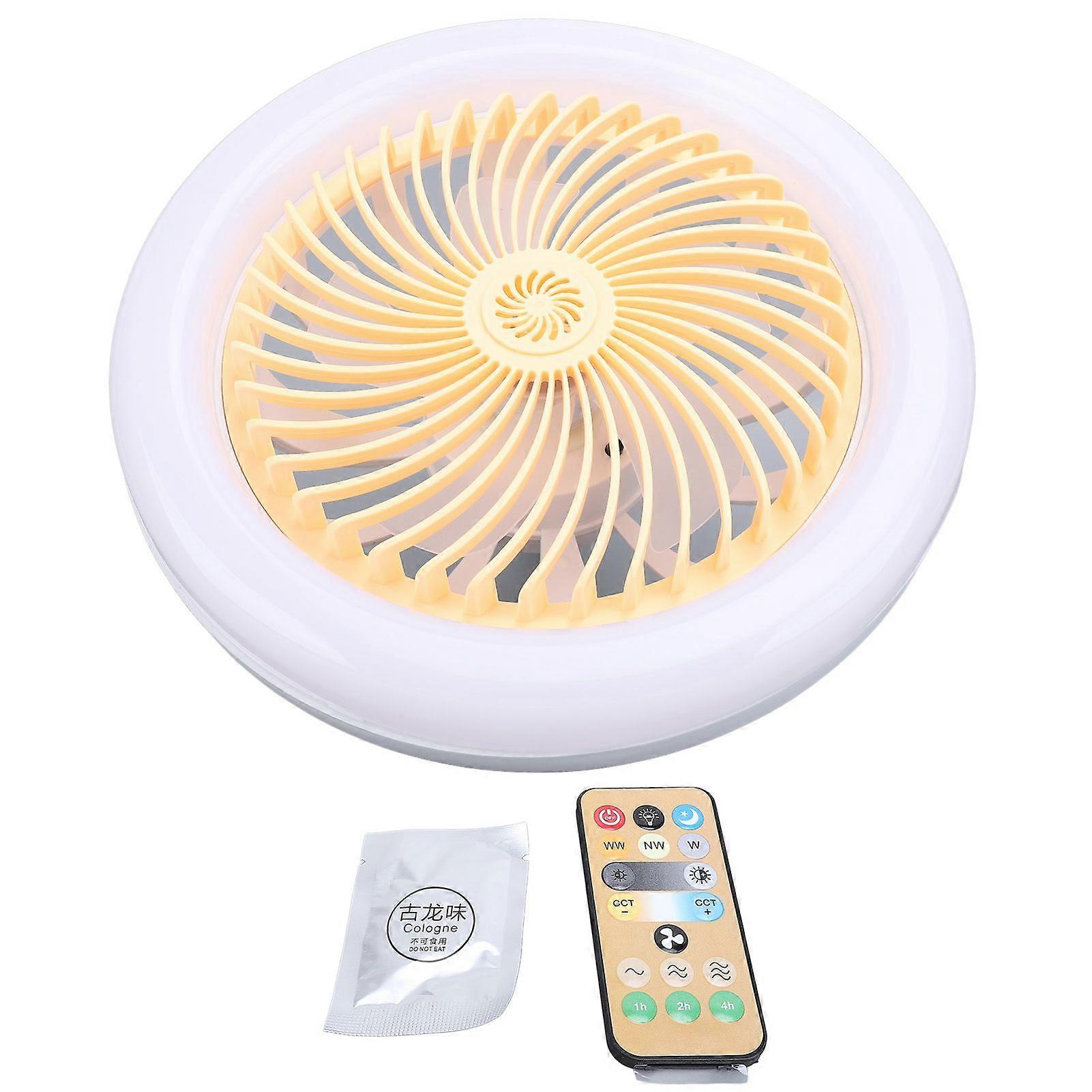 Ceiling Fan with Light Remote Aroma 3 Wind Speed 3 Color Light Dimmable Rotating Removable Head LED Ceiling Fan for Bedroom Yellow