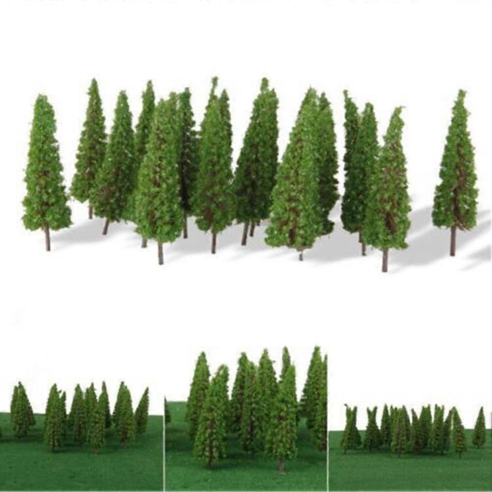 50PCS Model Trees for Miniature Landscapes, Compatible with HO OO Scale 65mm Railroad Diorama Architecture Scenes