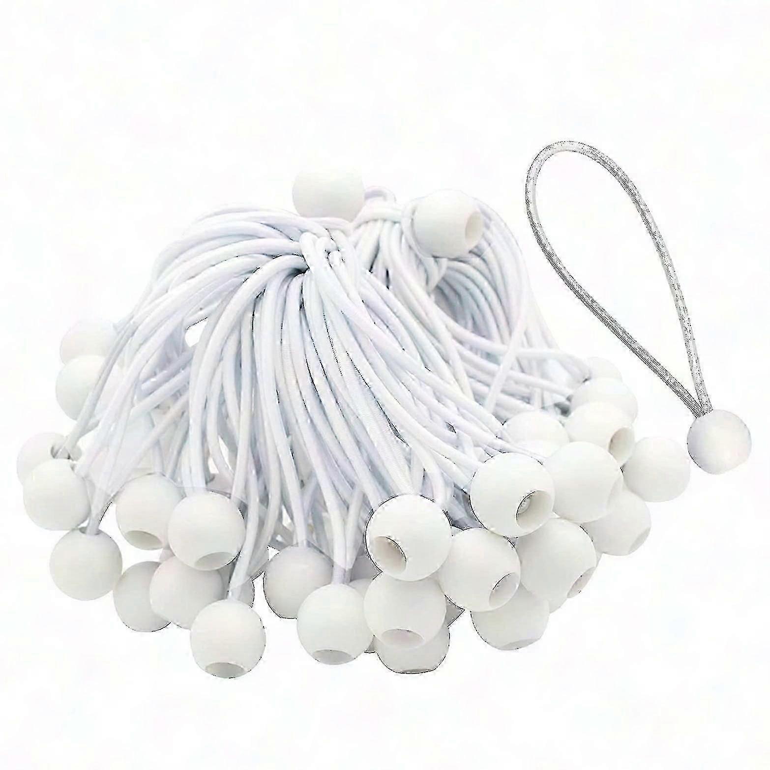 50 Pcs Elastic Bungee Cord Ties with Balls for Marquees, Tents, Banners, Flag Poles