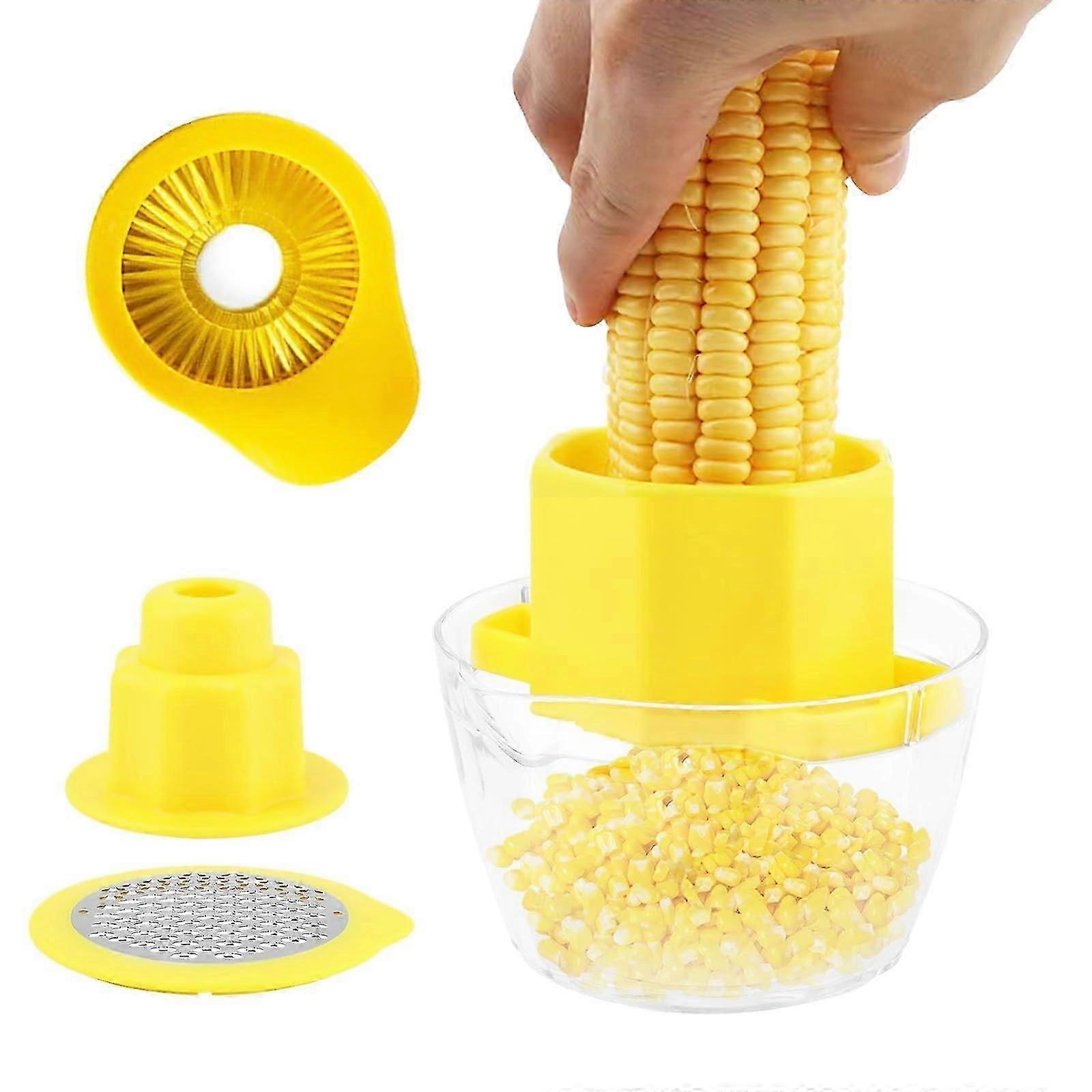 Corn cob stripper tool with cleaning brush