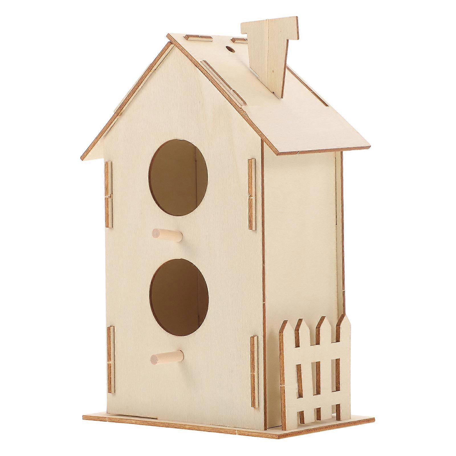 Wooden Bird House DIY Kit for Painting 3Pcs Unpainted Bird Toy