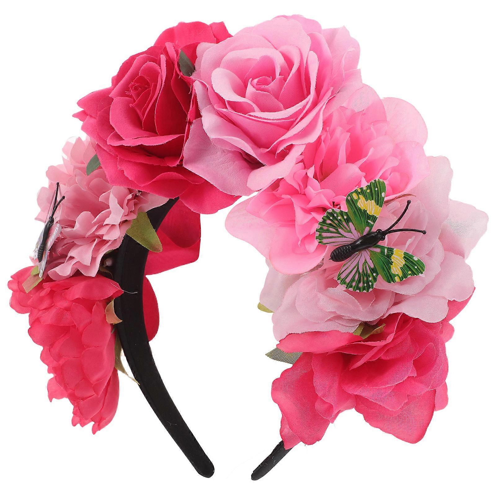 Halloween Flower Crown Headband for Festival Use with Butterfly Accent