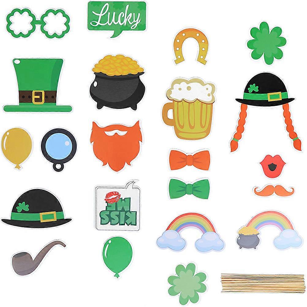 Party Decoration St Patricks Day Photo Booth Props 4Sets Multicolor