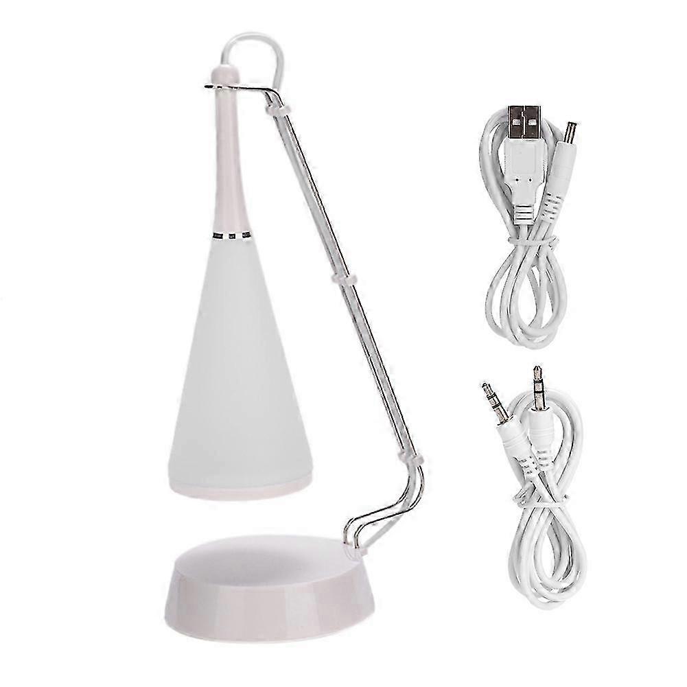 2025 Multi-functional Bluetooth Desk Lamp Touch Dimmable Music Speaker LED Night Light (White)