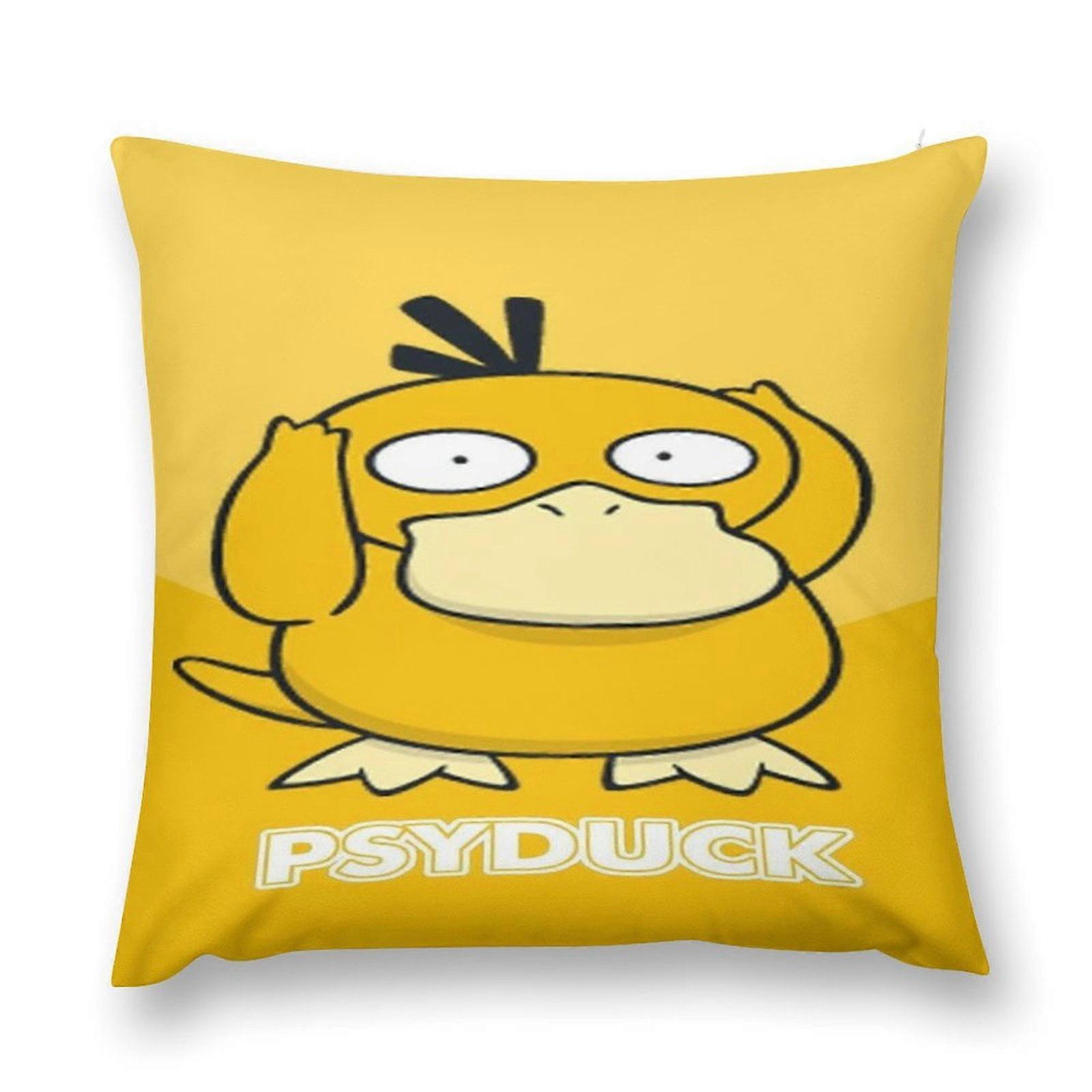 Plush Pillow Case Psyduck Square Hold Pillow Cover Bedroom Sofa Cushion Office Pillowcase