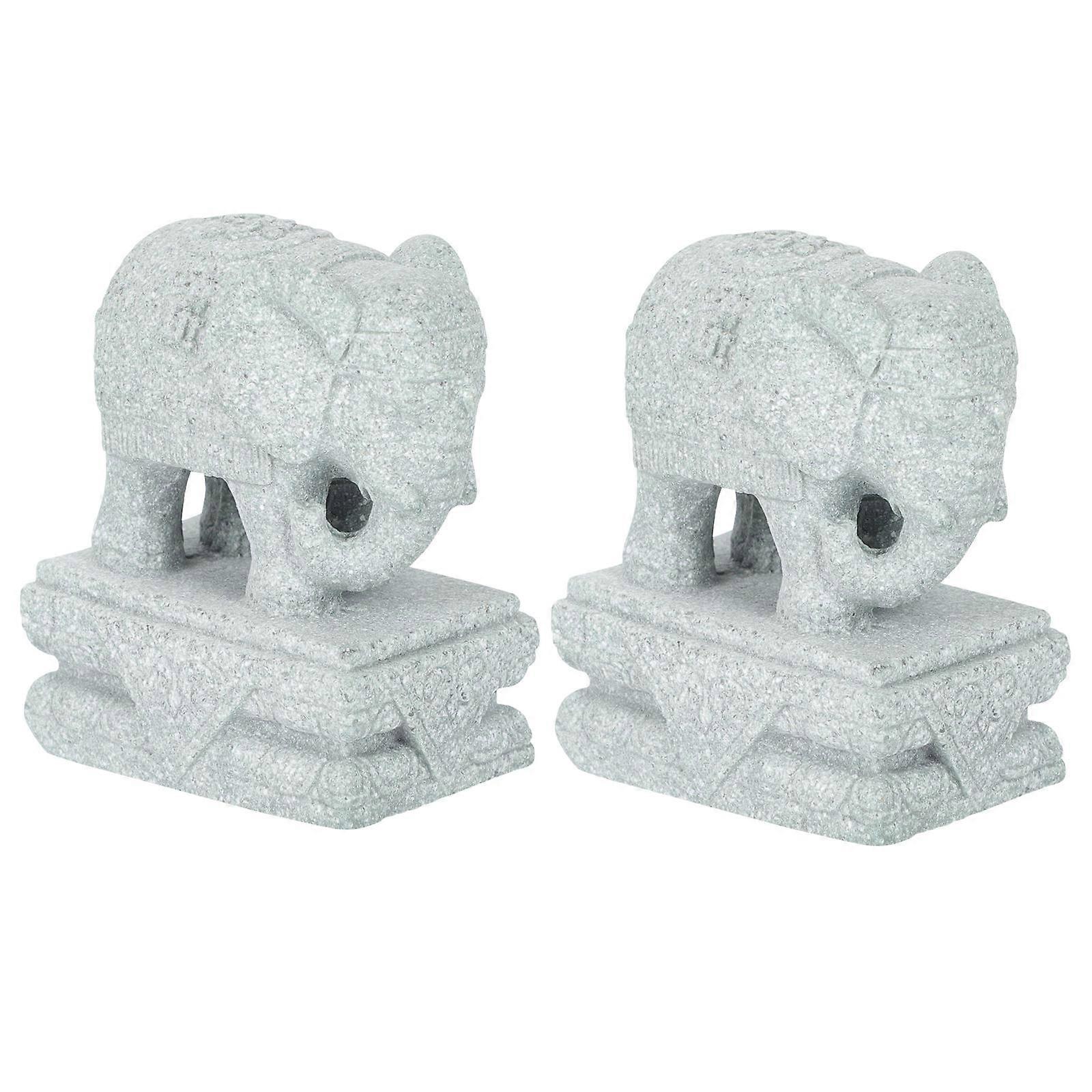 Elephant Shape Statue Indoor Decor Miniature Design Compact Size Fine Workmanship 1 Pair