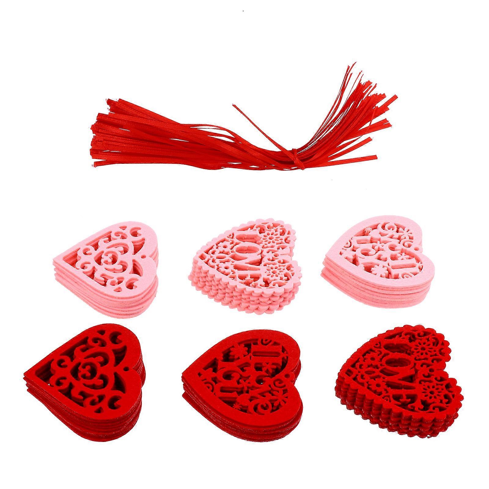 Red Wedding Hanging Heart Pendants for Decoration 60Pcs Pack