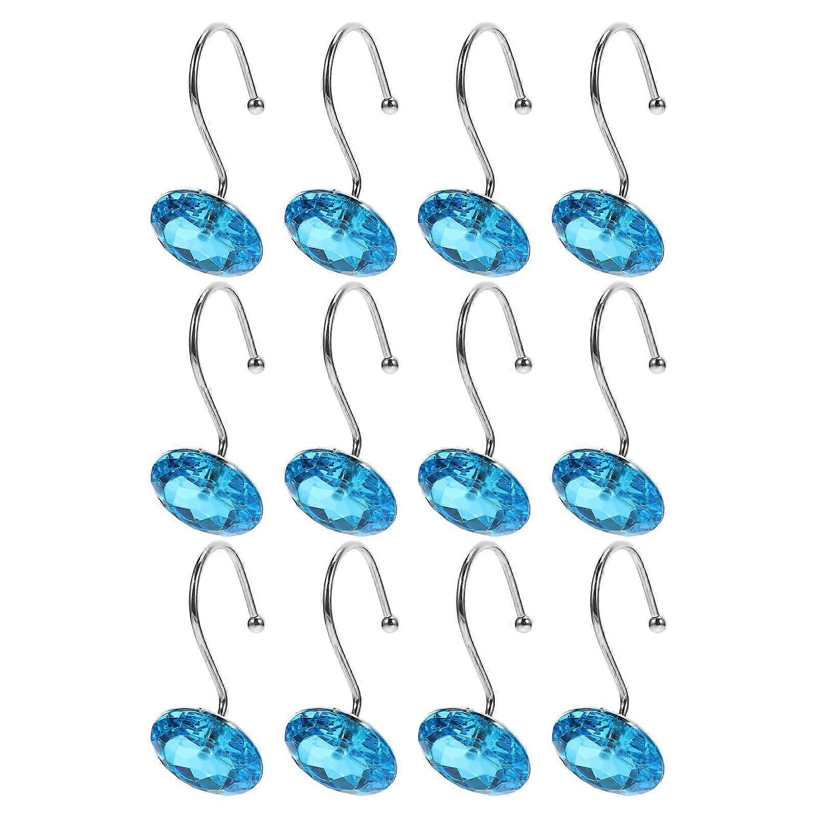 Blue Shower Curtain Hook 24Pcs Designed For Household Curtains With Smooth Sliding Functionality In Stylish Shape