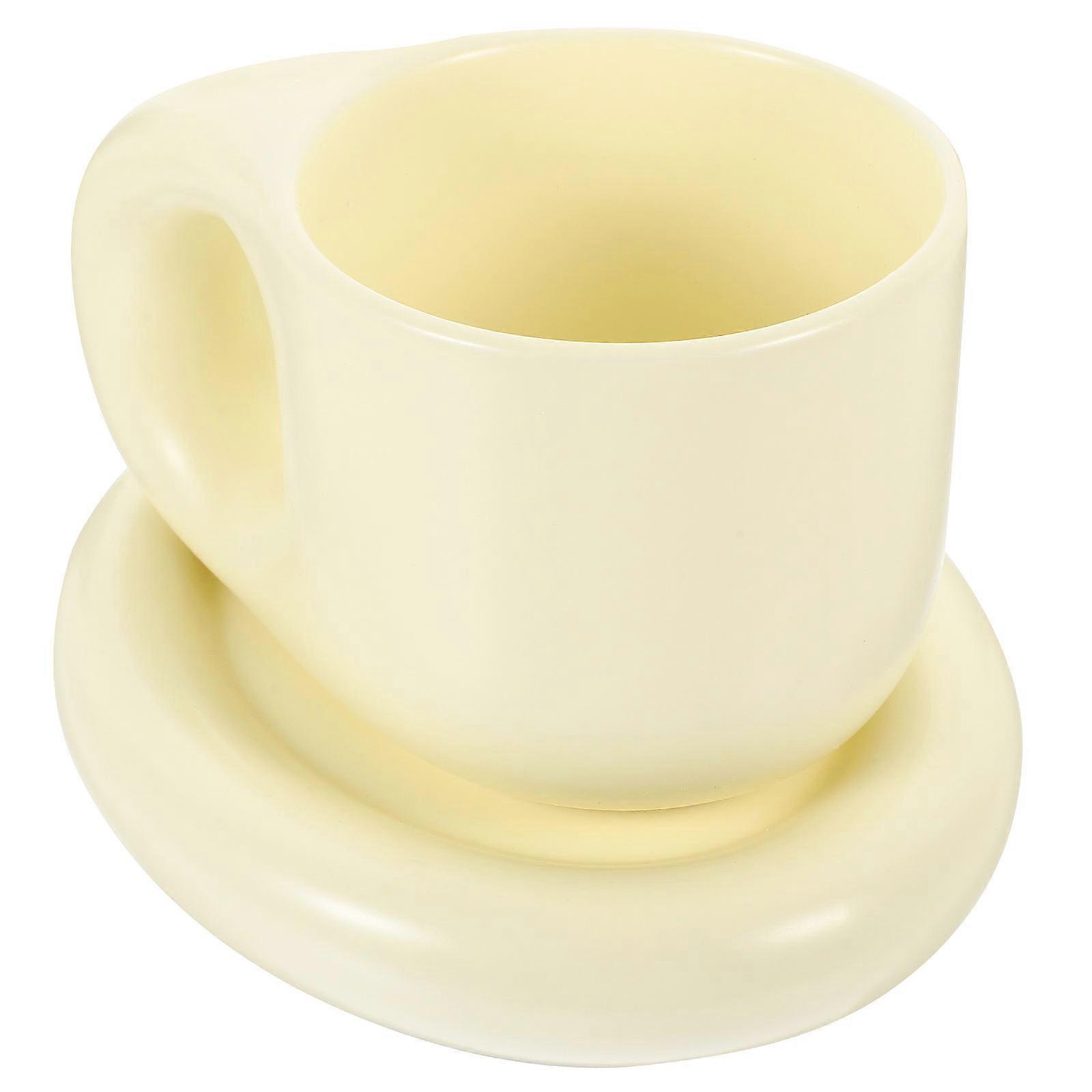 Ceramic Coffee Mug With Fat Handle For Home Use 400ml White Nordic Style Hot Drink Storage 1 Set
