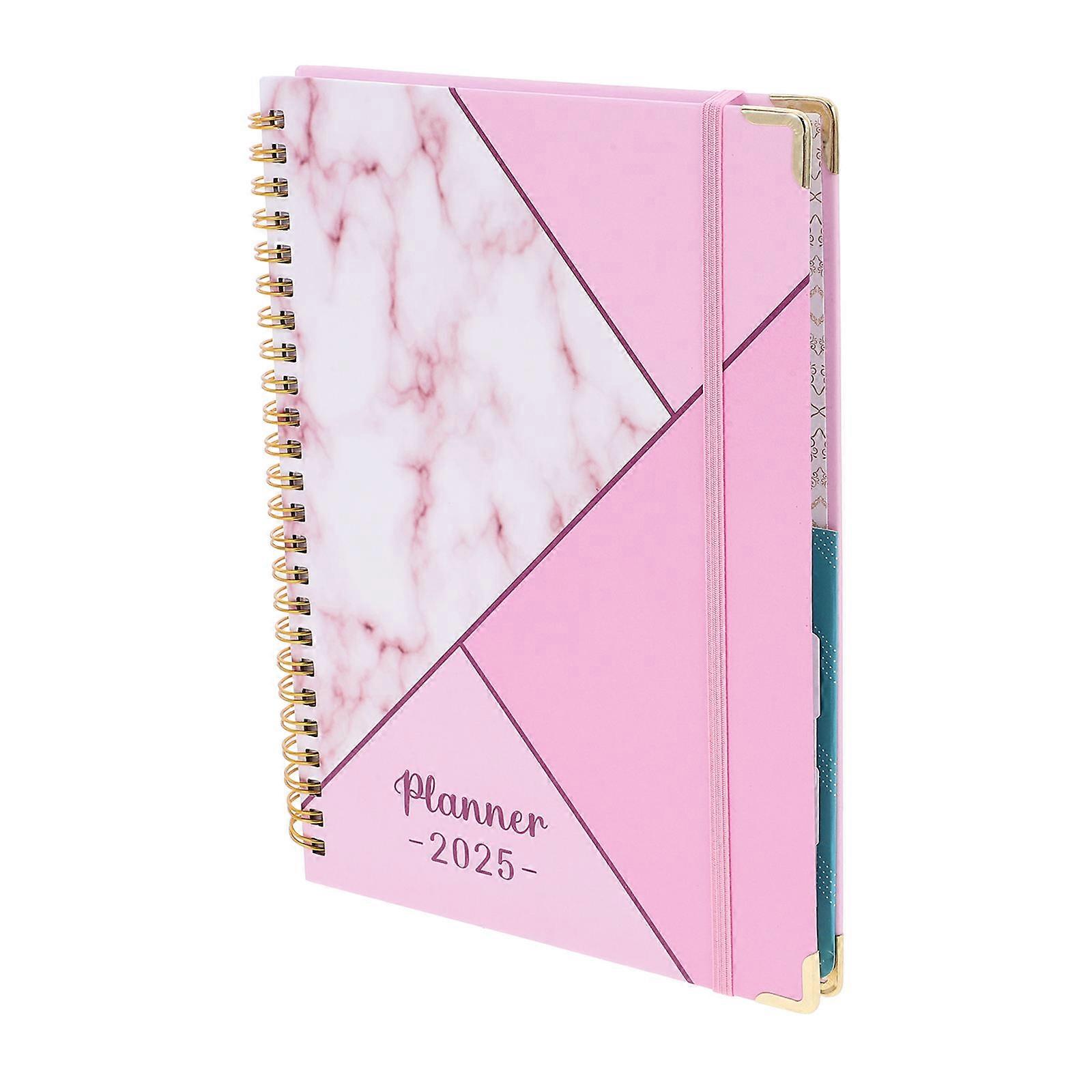 English Version Planner for 2025 School Use 3Pcs Pink Paper Notebooks