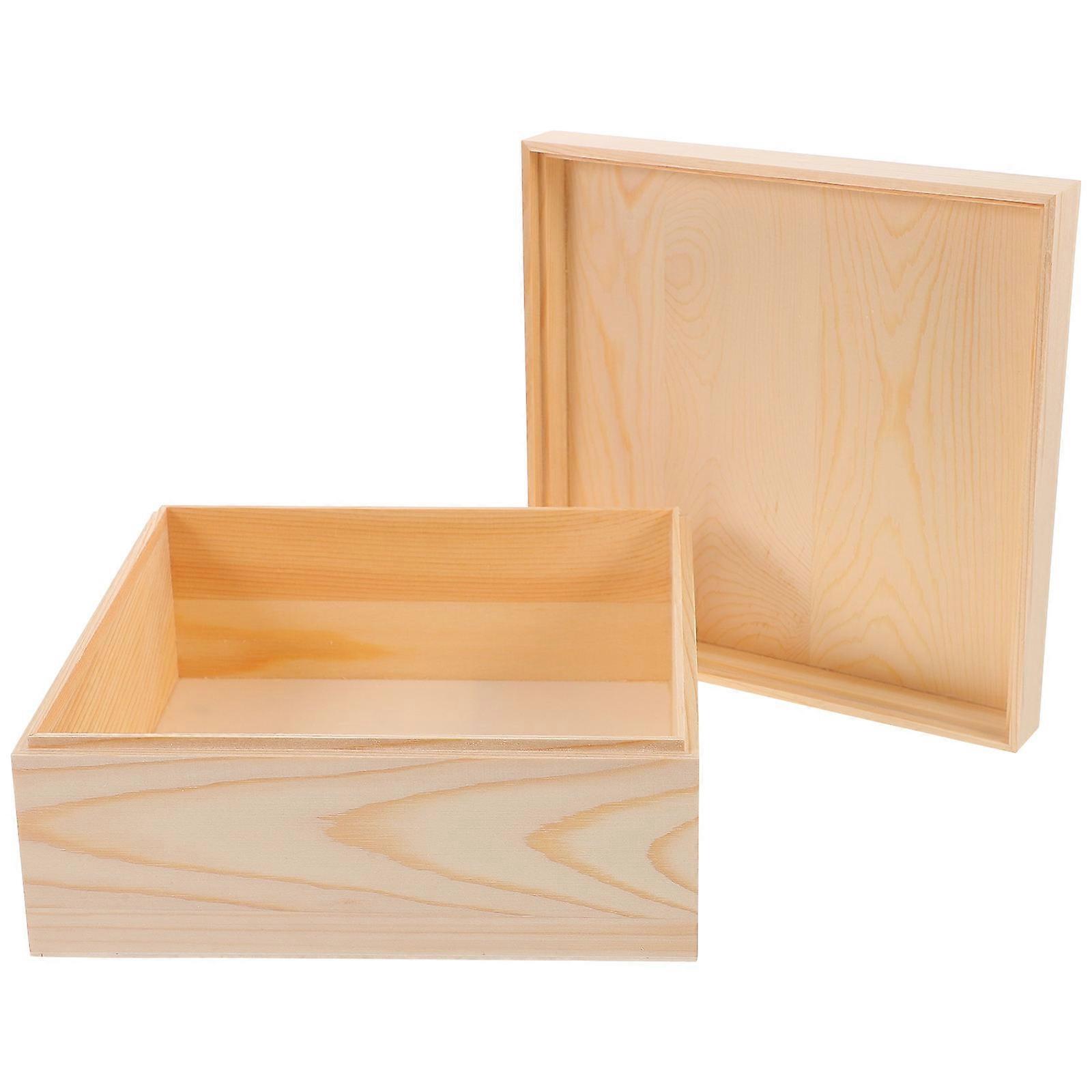 Wooden Storage Box for Storage Use with Lid Design Rustic Khaki