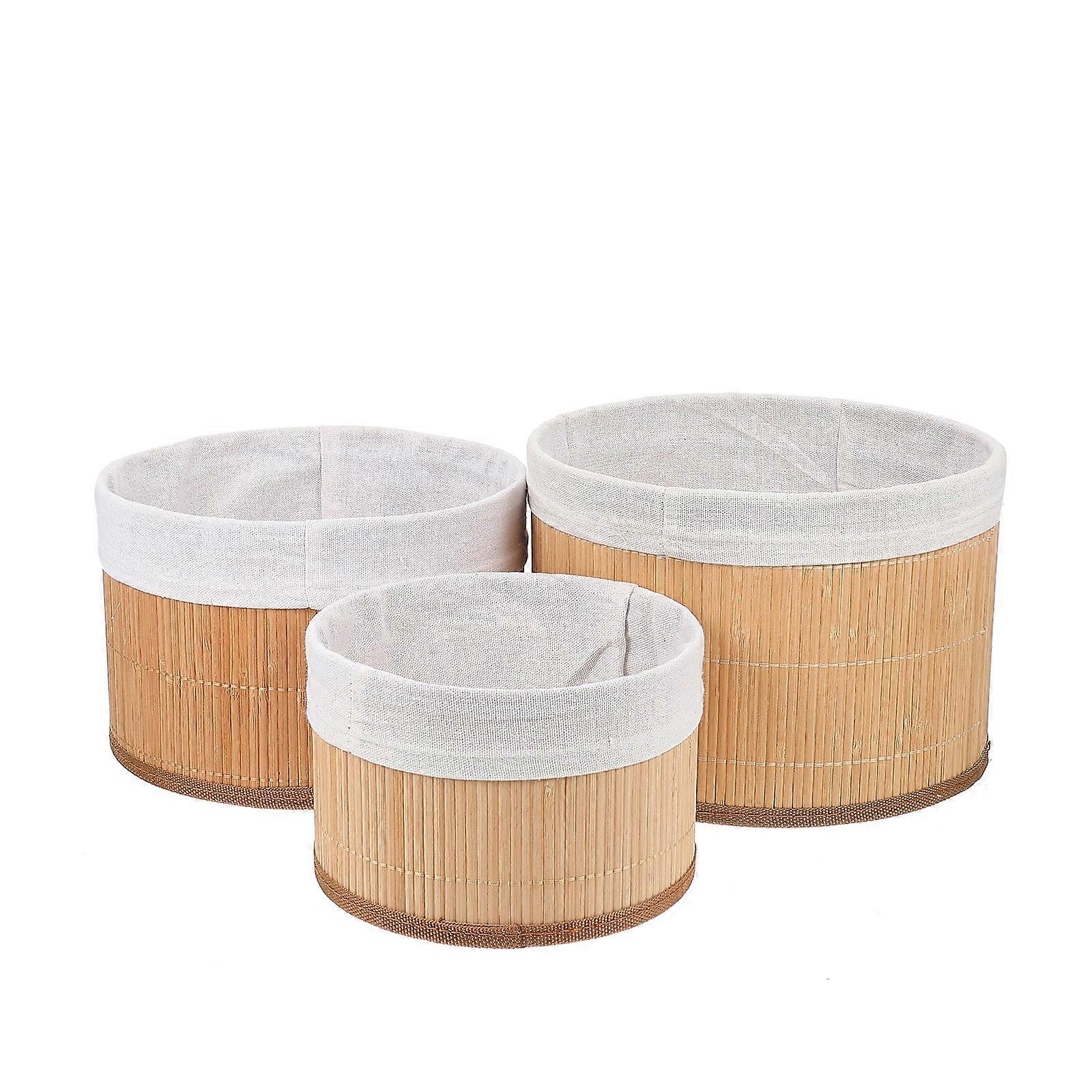 Woven Bamboo Storage Basket for Office Desk Use 3Pcs Organizer
