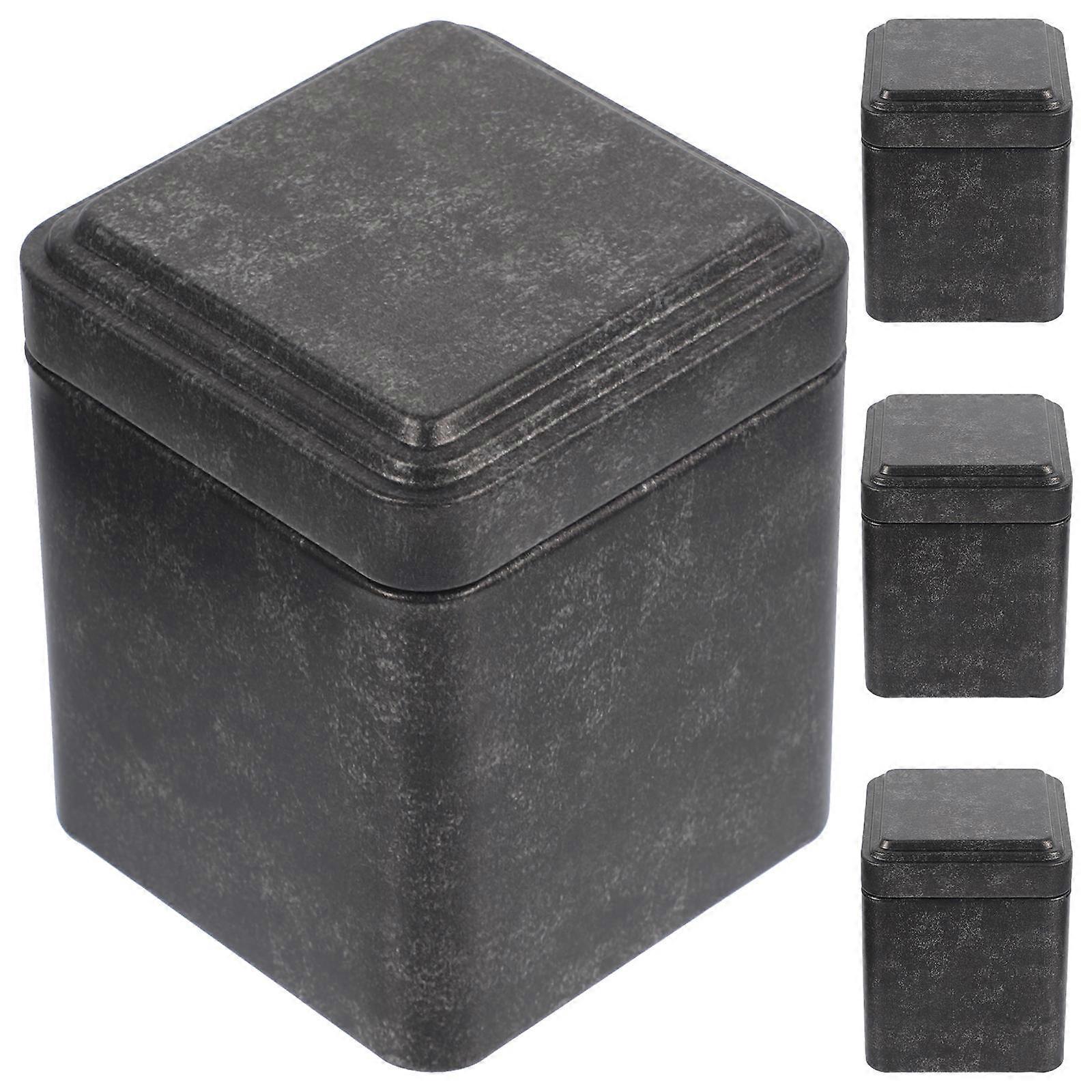 Tinplate Tea Canister Black for Storage Use 16Pcs Candy Jar Mini Set