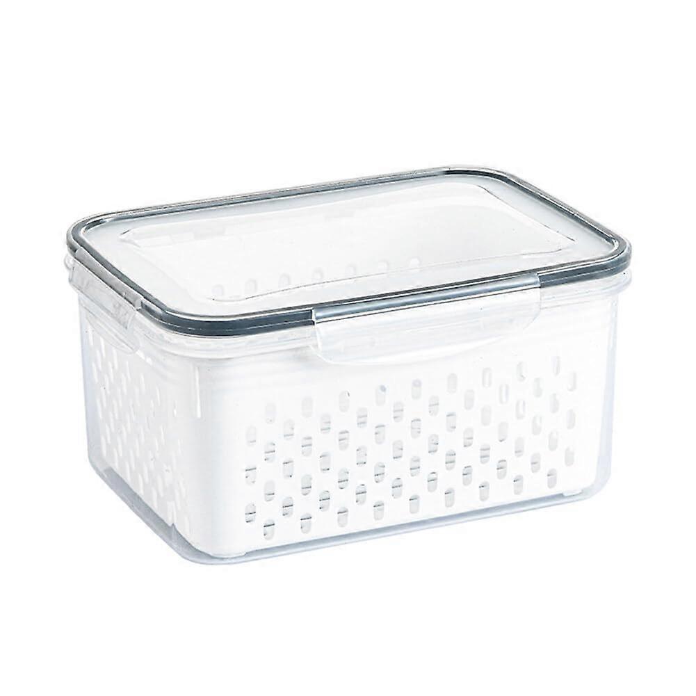 Fresh Food Storage Containers Fridge 3300ml With Lid Drain Basket Vegetable Fruit Stackable Refrigerator Bins