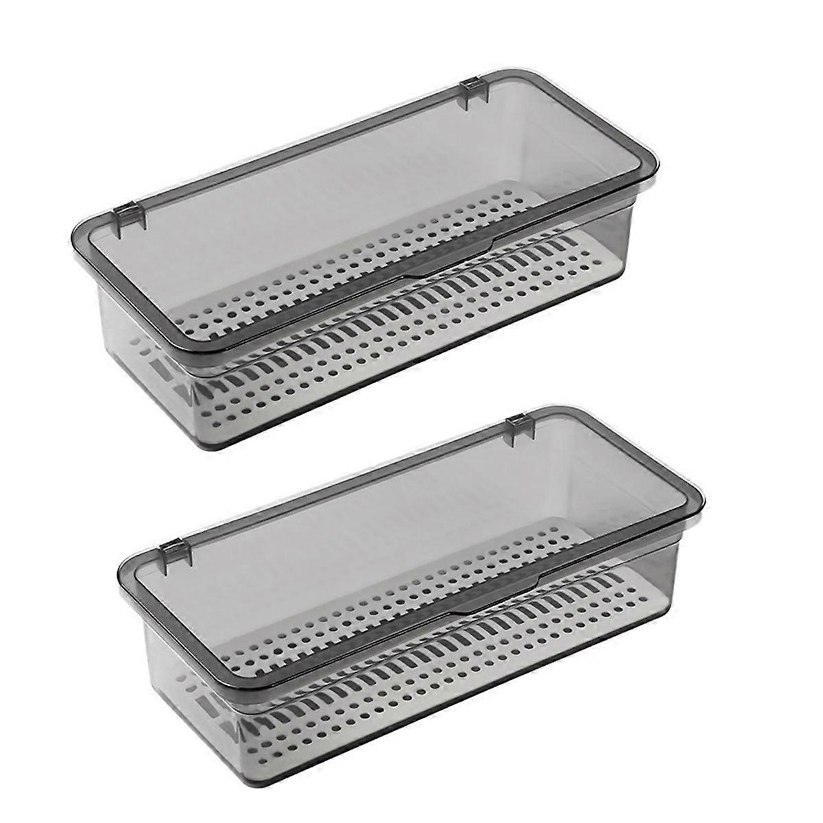 Flatware Tray, Utensil Storage with Lid Plastic Cutlery Tray, B