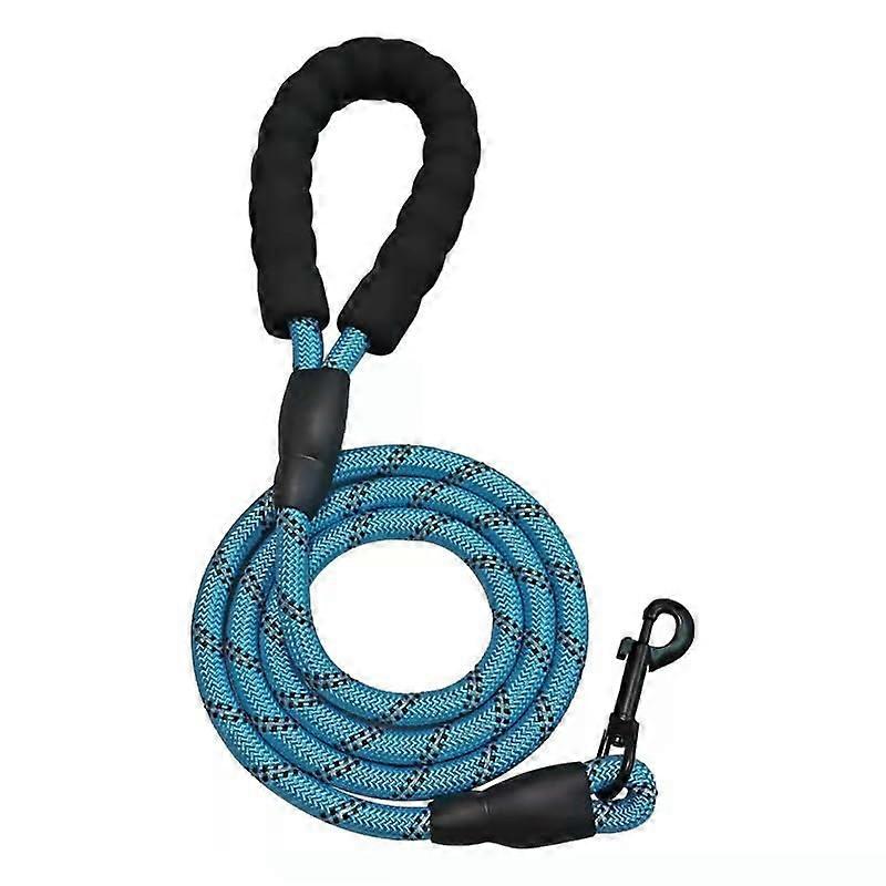 5FTDog Leash Reflective Blue Nylon With Padded Handle 5 Ft Long Durable Walking Leash For Dogs