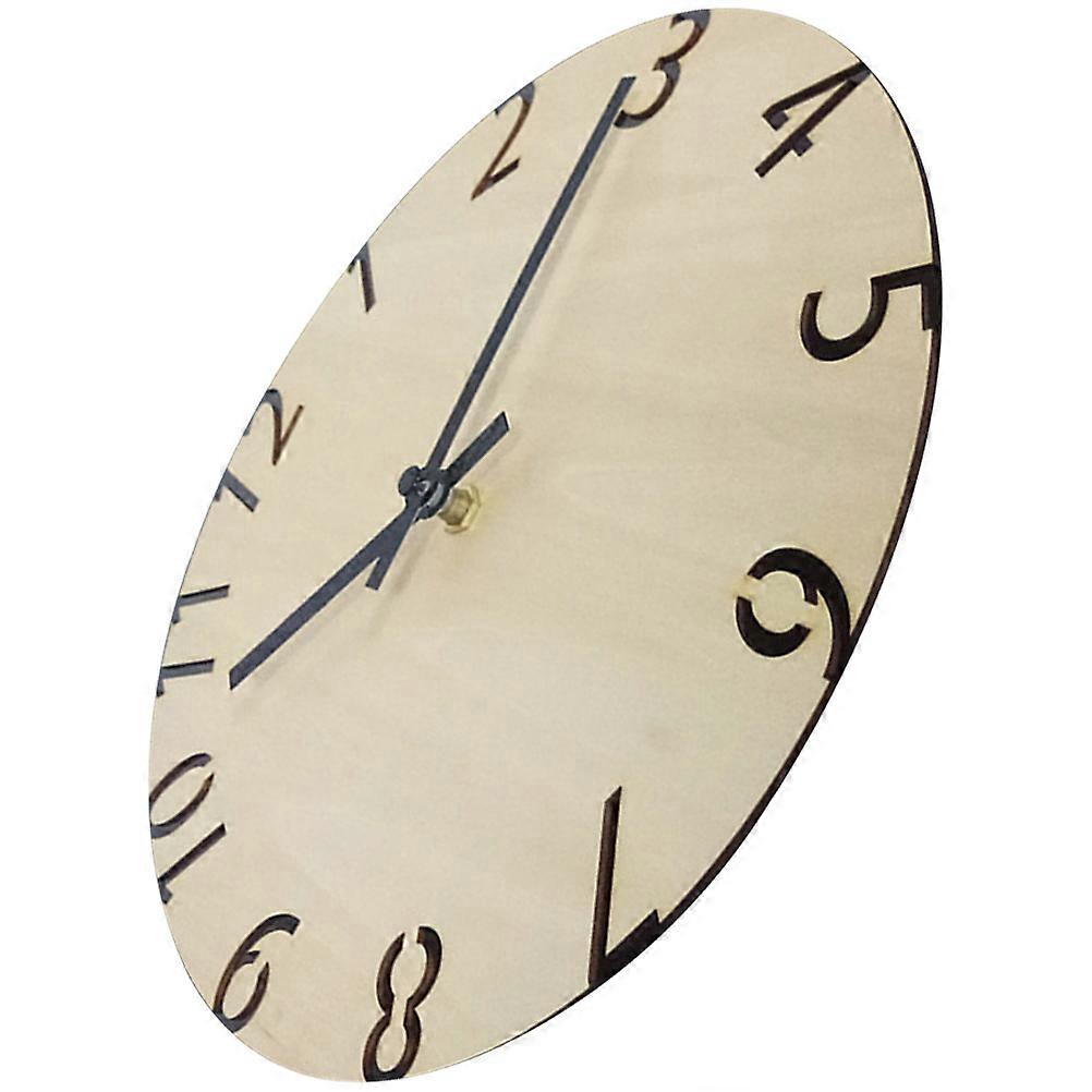 Minimal Wooden Clock Wall Hanging Clock for Decoration 4Pcs Round Style
