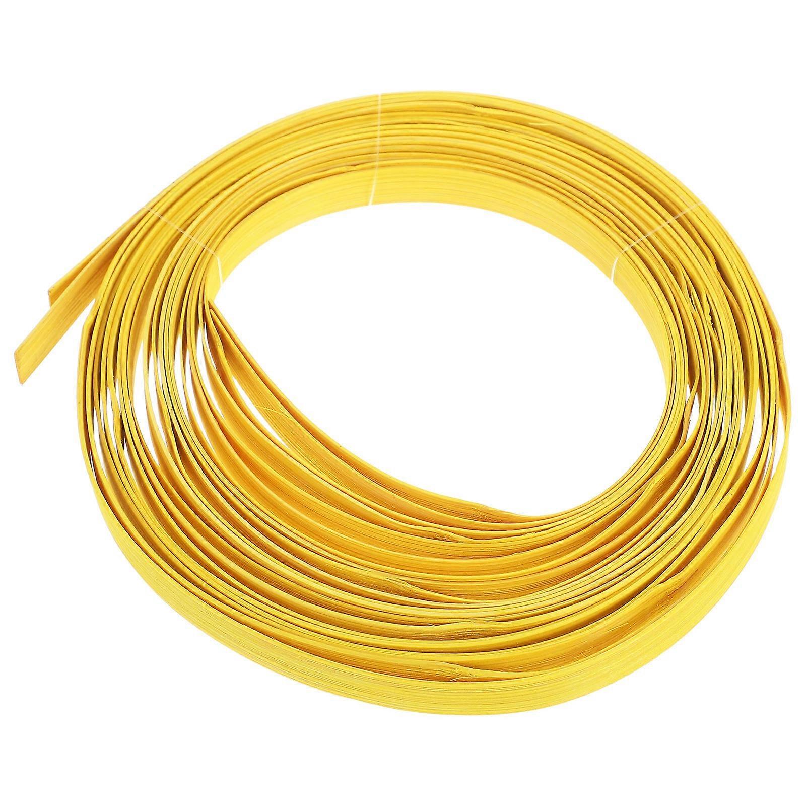 Bamboo Craft Strips for DIY Basket Weaving Projects 4 Rolls Handmade Yellow Bamboo