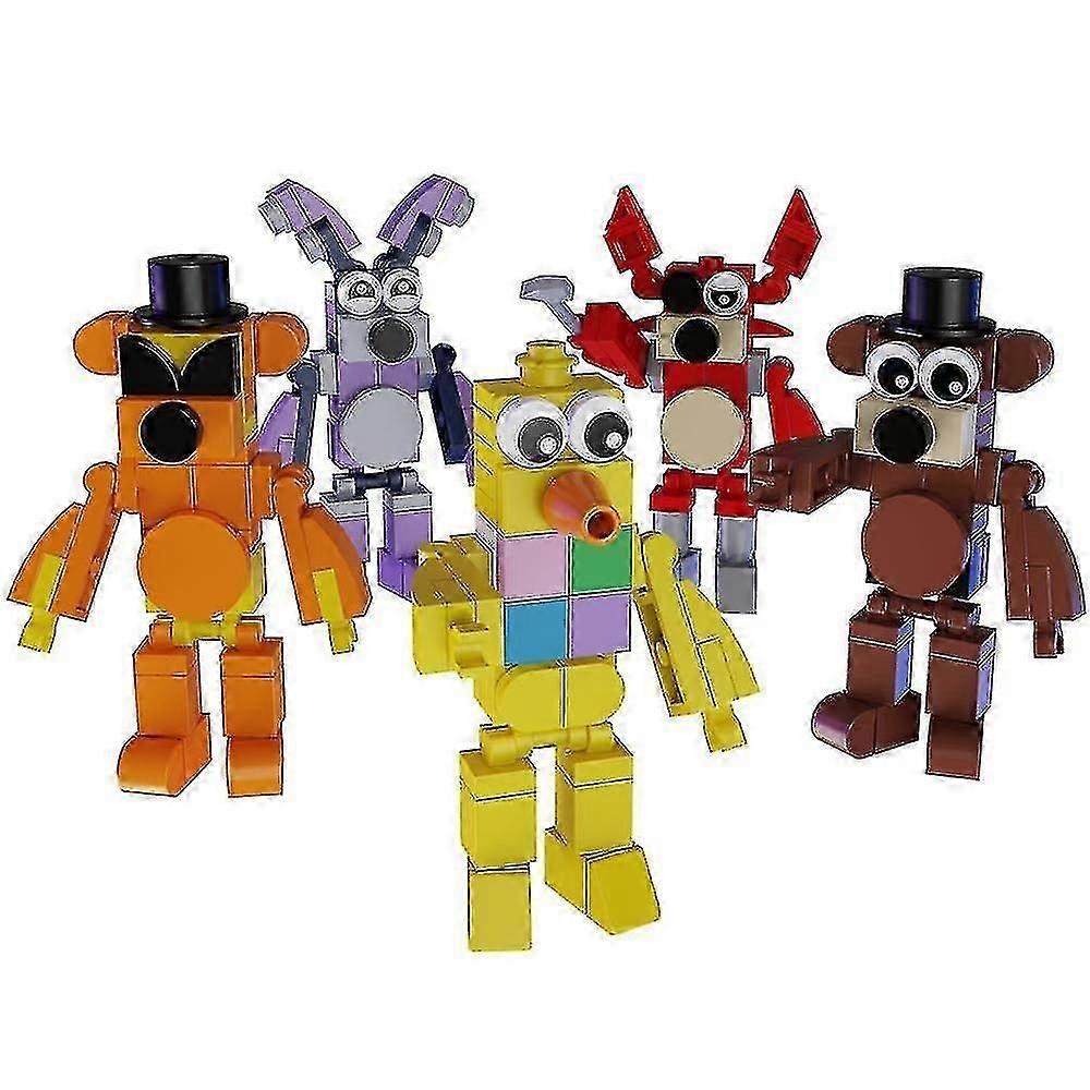 5 pz/set Cinque Notti A Freddy's Building Block Giocattoli, Horror Fnaf Game Action Figure Model, Fan Da Collezione Regalo di Compleanno Per Bambini Adulti -NMAOV