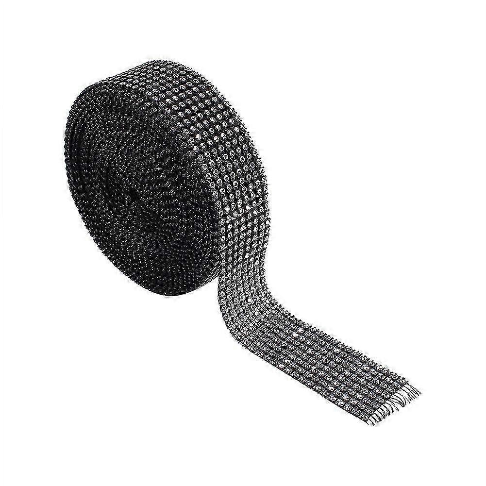25-26 8 Rows Diamond Mesh Wrap Roll Crystal Ribbon Rhinestone Ribbon Sparkling 10 Yard Black