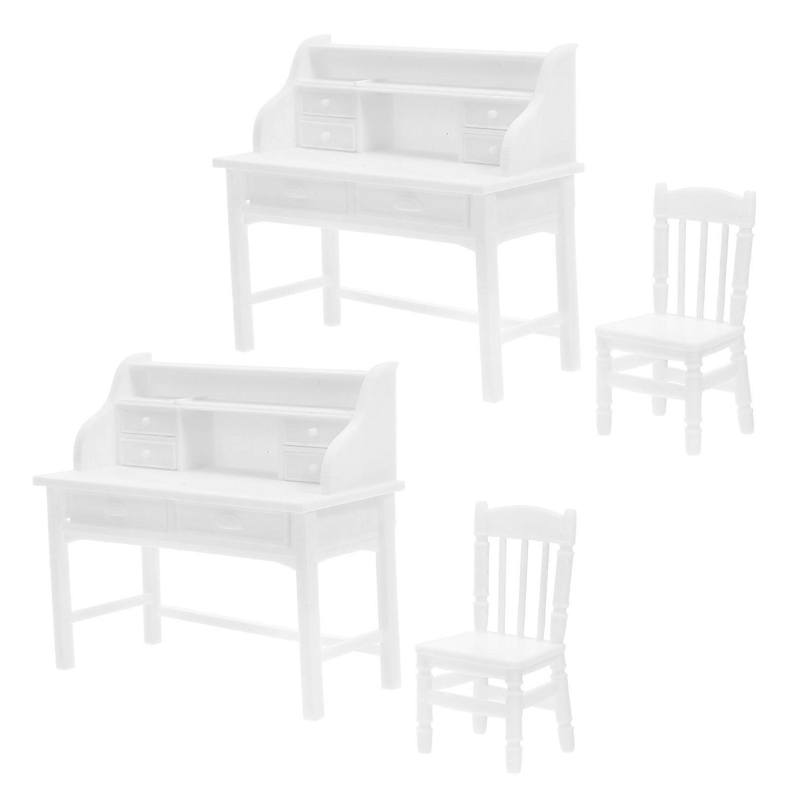Miniature Dollhouse Furniture Desk with Openable Drawers 6Sets for Home Use